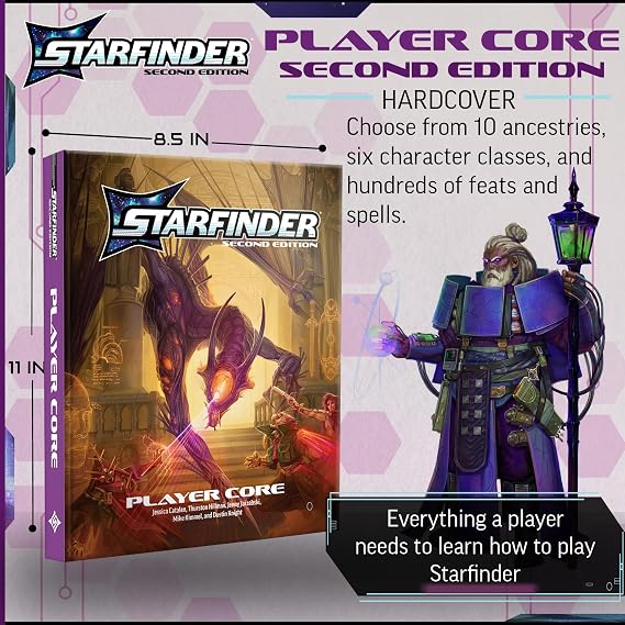Starfinder Player Core Hardcover Second Edition - Complete Rulebook, 10 Ancestries, 6 Classes - Tabletop RPG