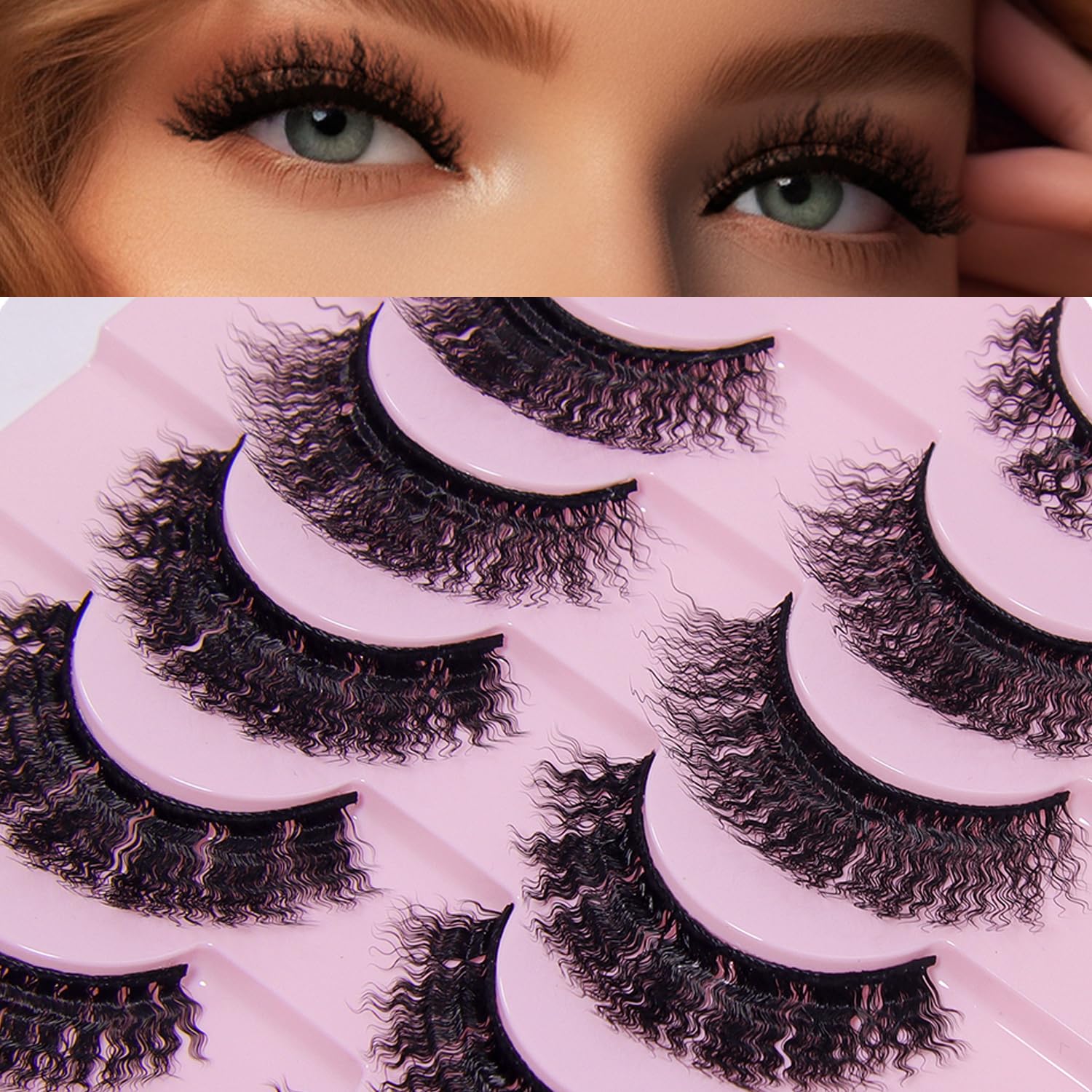 AKARA Wool Curl False Eyelashes Faux Mink Fluffy Eye Lashes Cat Eye Natural Look Wispy Lashes 3D Fox Eyelash Extensions 10 Pairs Pack