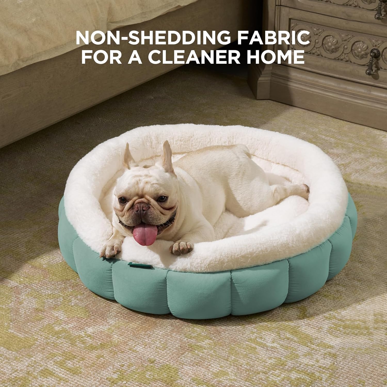 BALANCE Cat Beds for Indoor Cats, Washable Round Dog Bed, Donut Dog Bed with Anti-Slip Bottom for Small Dogs, 28 Inches, Granite Green