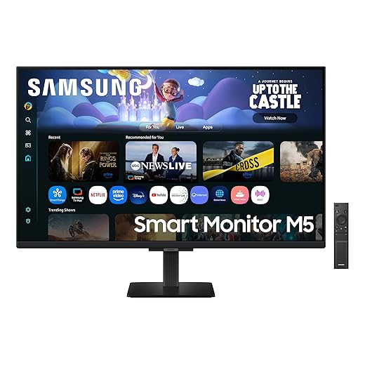 Samsung 32" (80cm) M5 Smart Monitor with Smart TV Experience|FHD 1920 x 1080|Screen Mirroring TV Plus|Speakers|Adaptive Sound|Wi-Fi|HDMI|Bluetooth|LS32FM500EWXXL|Black