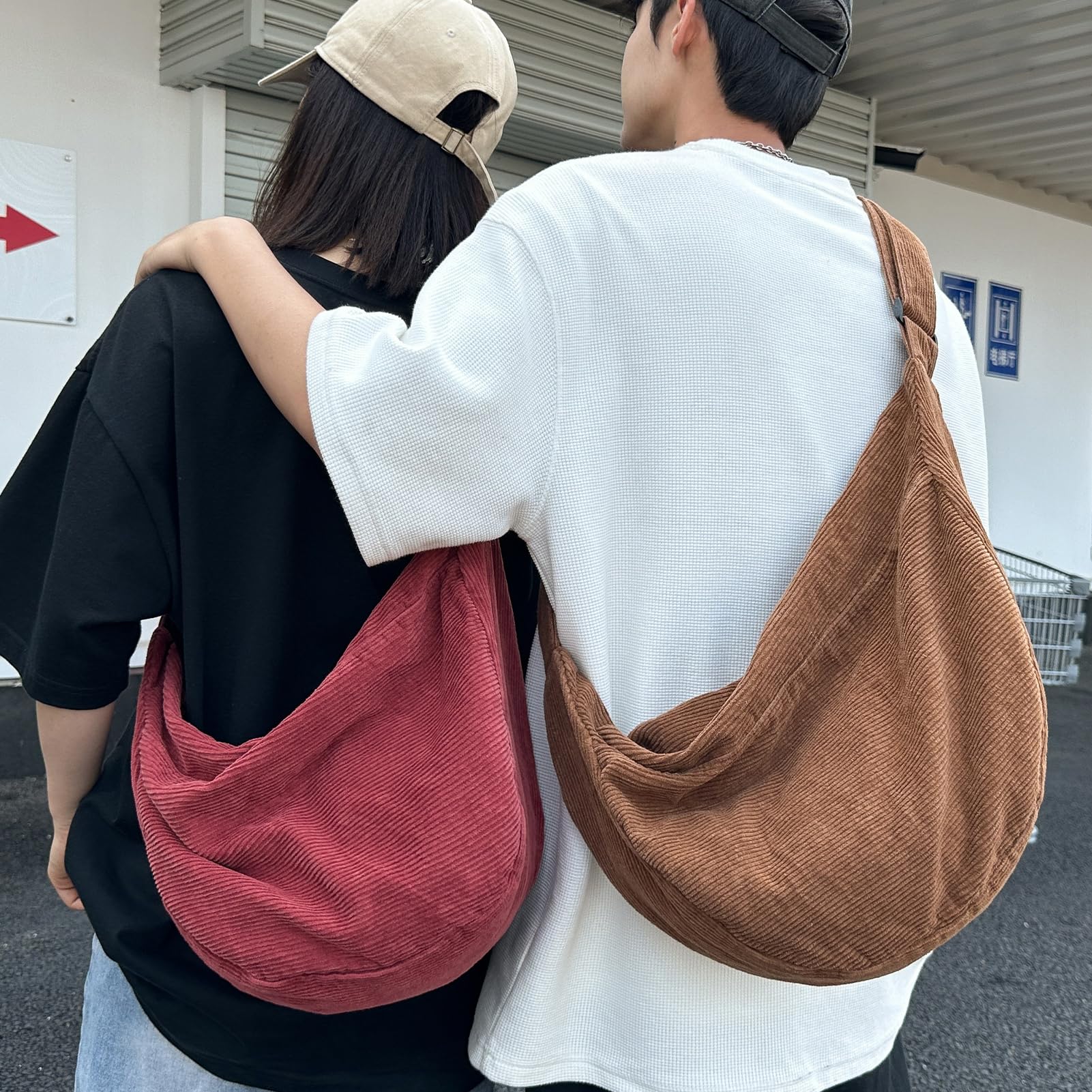 Sac Bandoulière Femme En Velours CôTelé Pour Sac à Main, Velours Côtelé Sac à Main Bandoulière Loisirs Sac Banane Tote Bag Pour l'école Le Bureau Le Travail Les Voyages Les Excursions