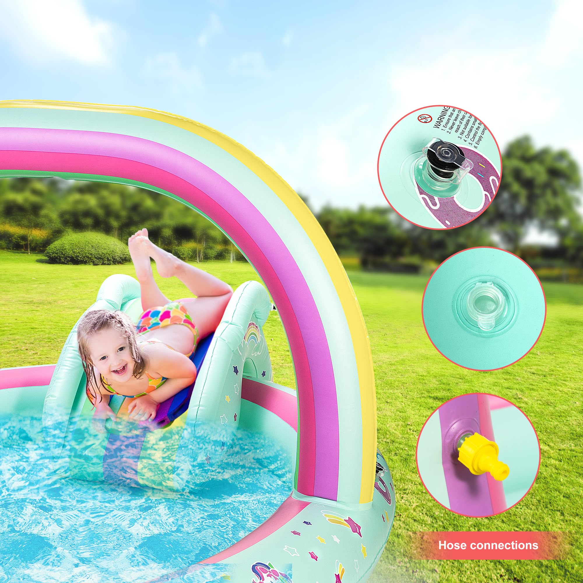 Amazon.com: SULIFEEL Rainbow Unicorn Inflatable Play Center Kiddie  display picture 1