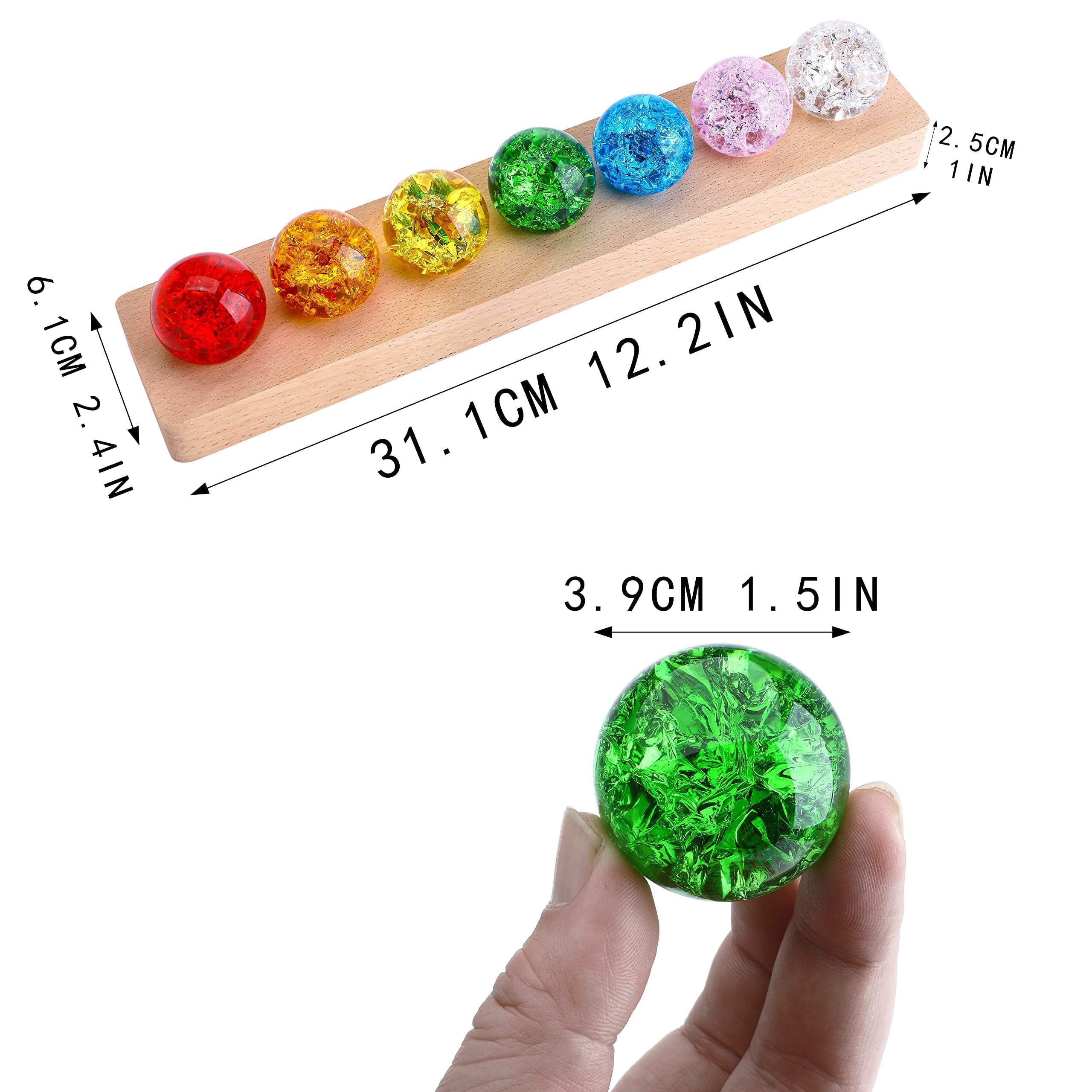ZEERSHEE 7 Color Chakra cristal bolas cristal bola de cracking con LED madera Base 40mm bolas de cristal noche luz decoración del hogar regalos para los amantes