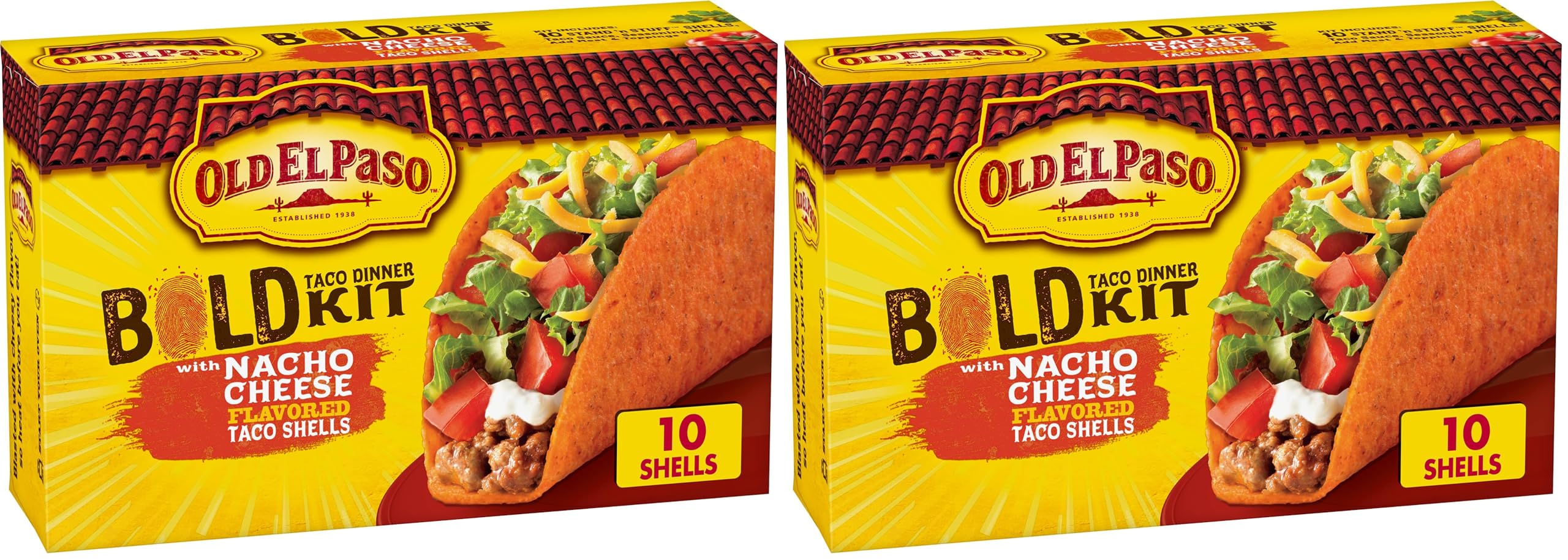 Old El Paso Stand 'N Stuff Bold Nacho Cheese Flavored Taco Dinner Kit, 9.5 oz. (Pack of 2)