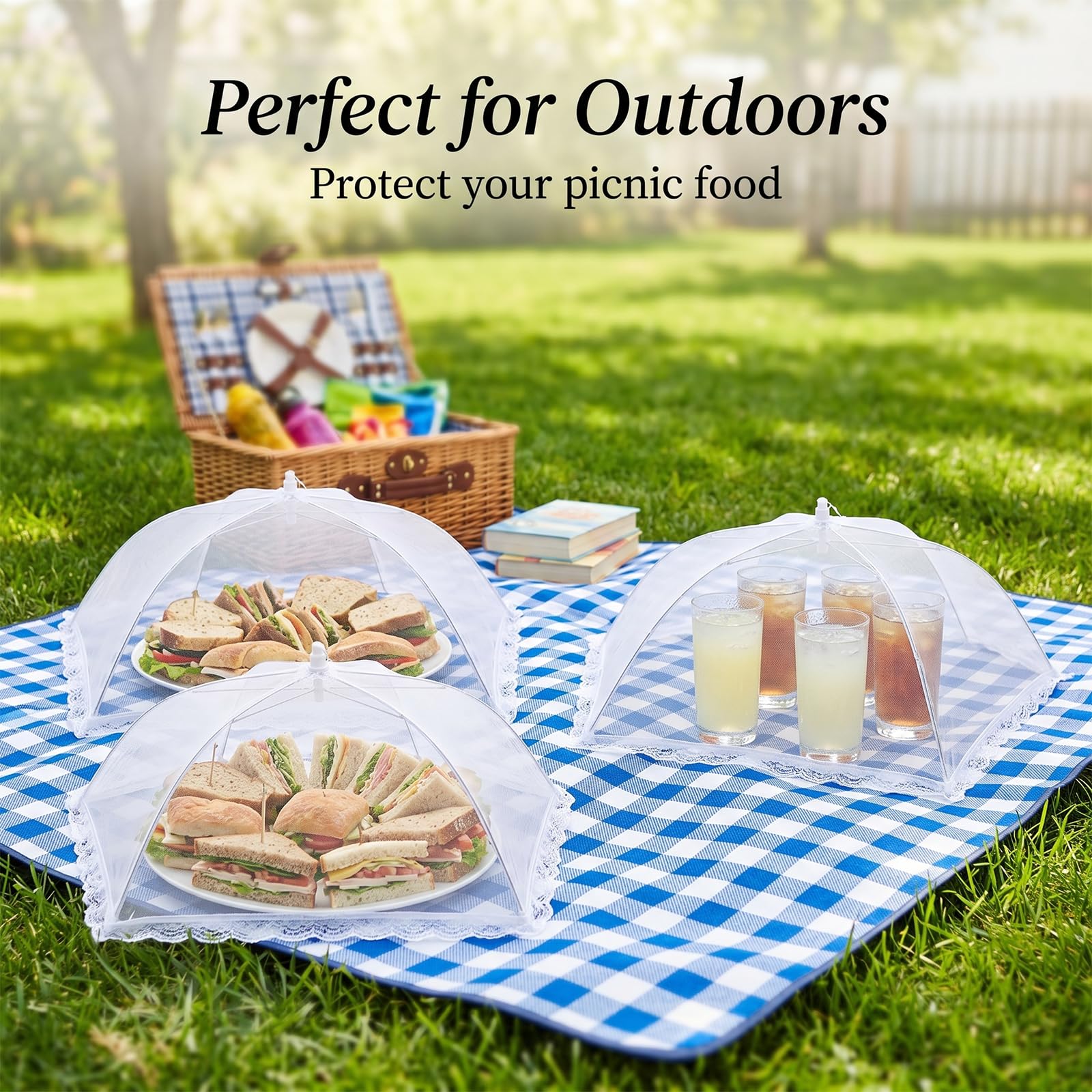 Coprivivande a Rete Pieghevole, 4 Pezzi Anti Insetti Coperture per Alimenti, Coprivivande a Rete Pop Up, Copertura Tende Ombrello Per Il Cibo per Cibo Frutta Picnic, Bianco, 60 cm
