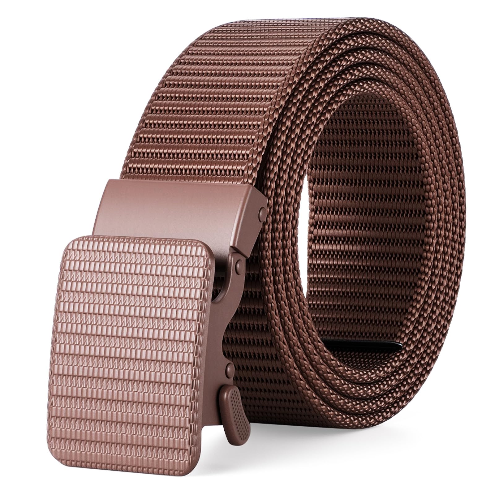 JASGOOD Mens Ratchet Belt Heavy-Duty Nylon Web Work Belt with Automatic No-Hole Buckle for Jeans Golf