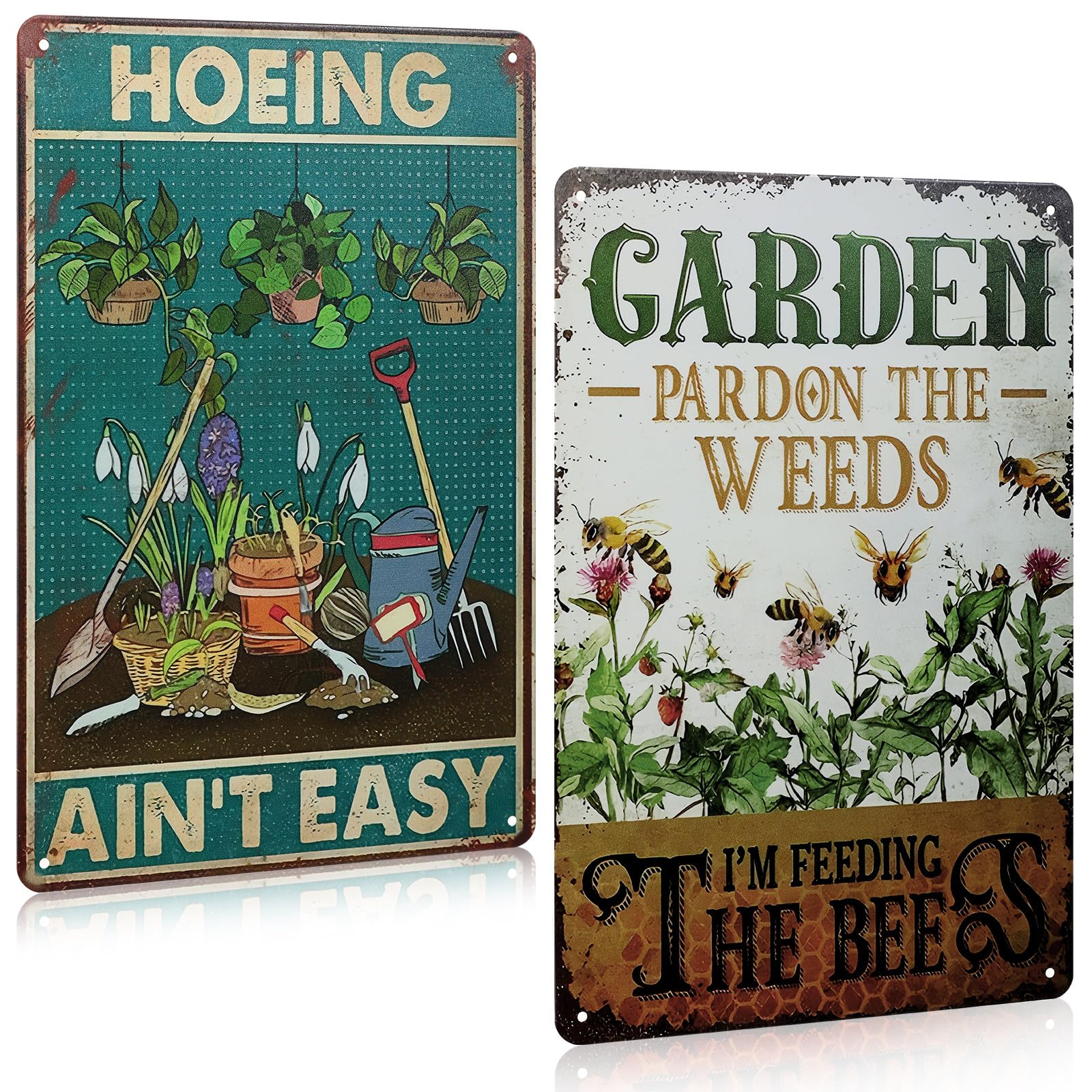 MorningRo 2 Pcs Funny Garden Sign 12'' x 8'' Gardening Metal Tin Sign Garden Birthday Gifts for Women Grandma Mom Garden Decor for Home Garden Greenhouse Yard Decorative Wall Sign Outdoor Outside-image-6