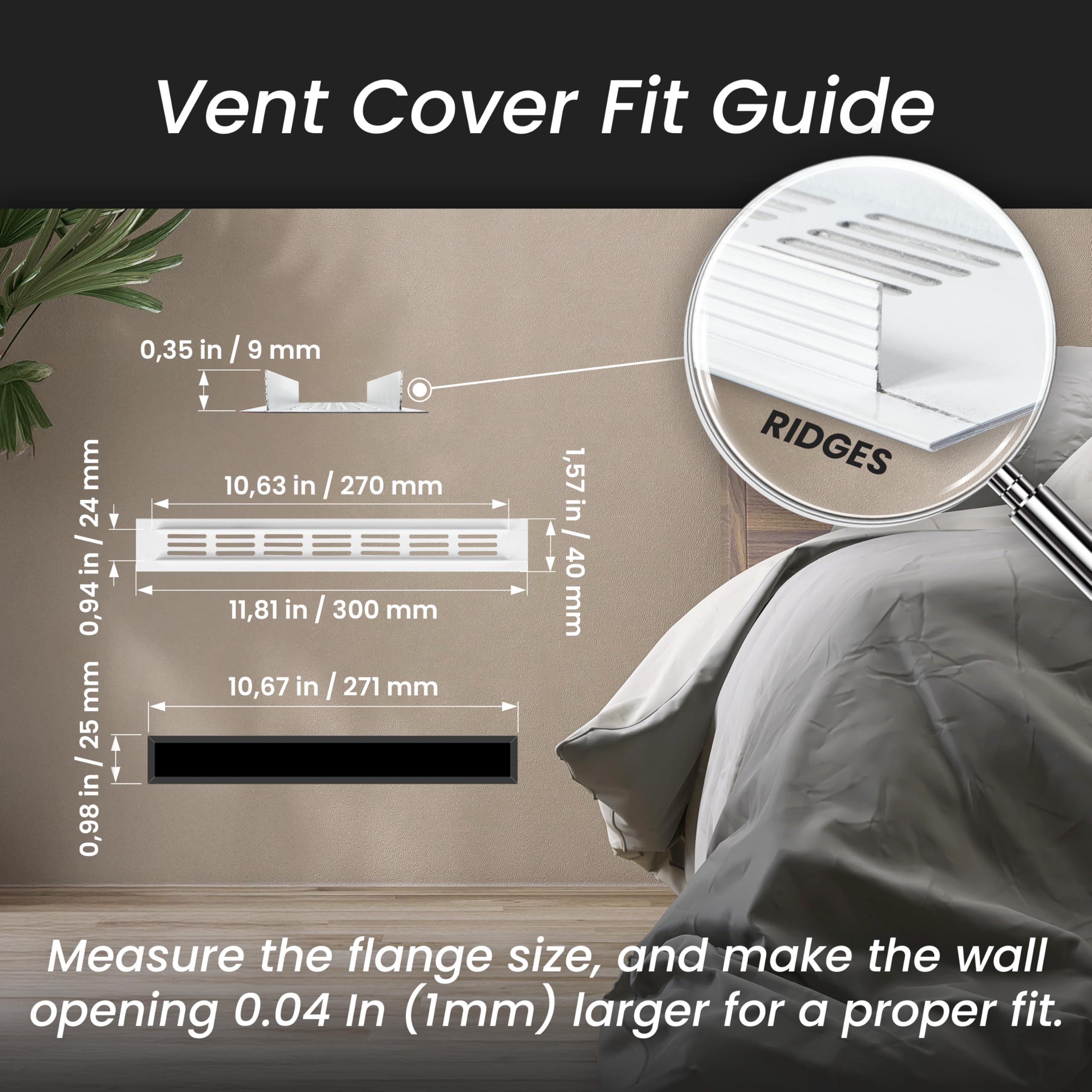 Repa Market Ventilation Grille White 300 x 40mm (Frame Size), Aluminium Air Vent Cover for Kitchen Plinth Cabinet, Door - Image 3