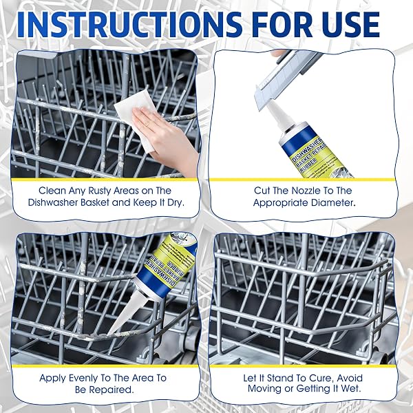 60ML Pintura para Cestas Lavavajillas, Masilla para Plastico, Revestimiento de Reparación de Estante de Lavavajillas, Conformando Caucho, Pintura para Reparar la Rejilla Del lavavajillas, Blanca - 3