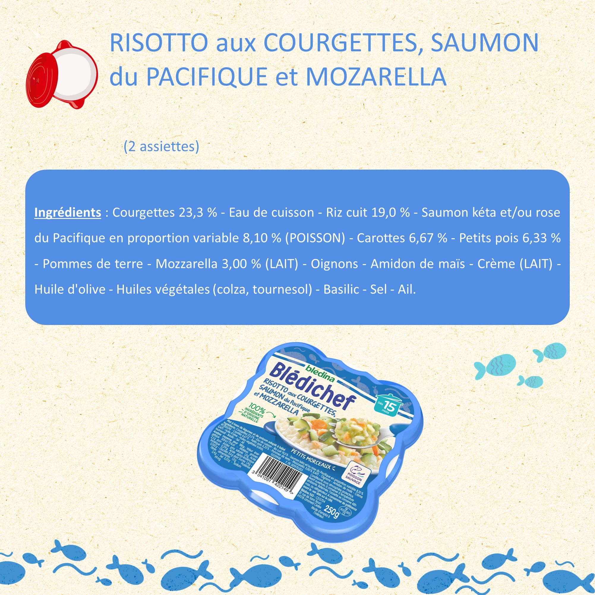 Blédina - Blédichef - 8 petits plats pour bébé - Repas midi et soir - Dès 15 Mois - 5 recettes - Pack de 8