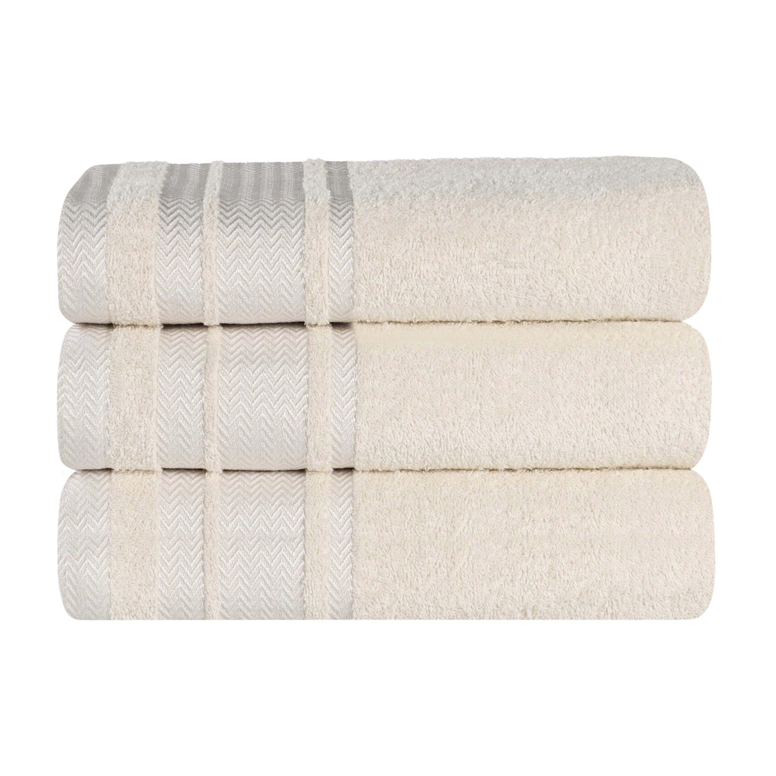 SuperiorSuperior Cotton Bath Towel Set, Large Plush Soft Absorbent Body Towels, Shower, Spa, Hotel, Pool, Gym, Guest Bathroom Basics, Home Essentials, Luxury Fluffy Quick Dry, Zero Twist, Set of 3, Ivory