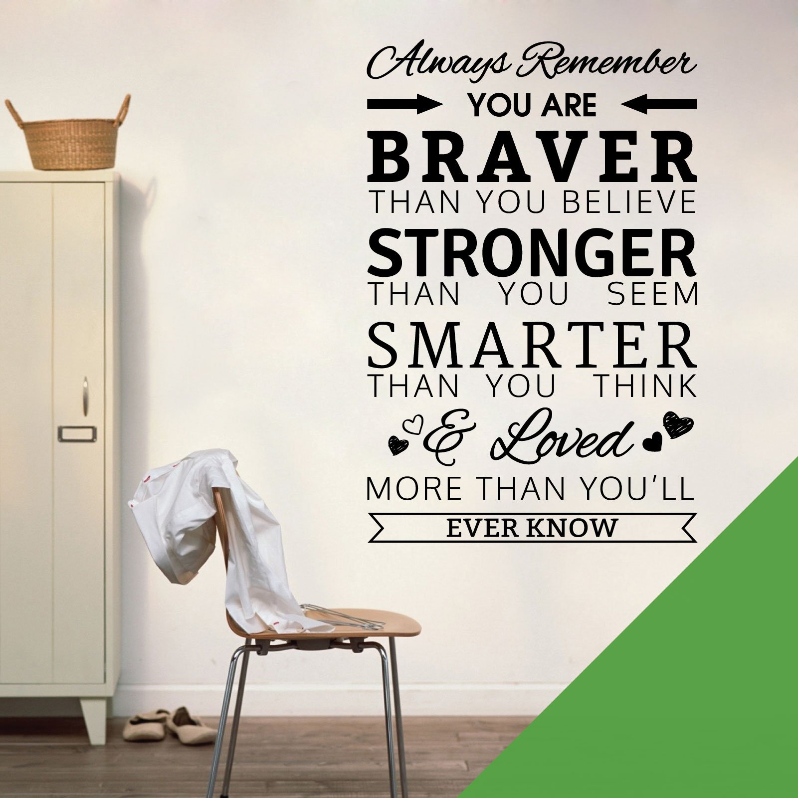 Always Remember, You are Braver Than You Believe, Stronger Than You Seem - Quote Decal Wall Sticker [Medium] [Grass] — image 1