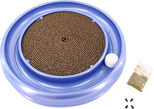 Coastal Pet Turbo Scratcher Cat Toy - Almohadilla rascador de cartón para gatos con pista de bola de juguete para gatos y hierba gatera (paquete de