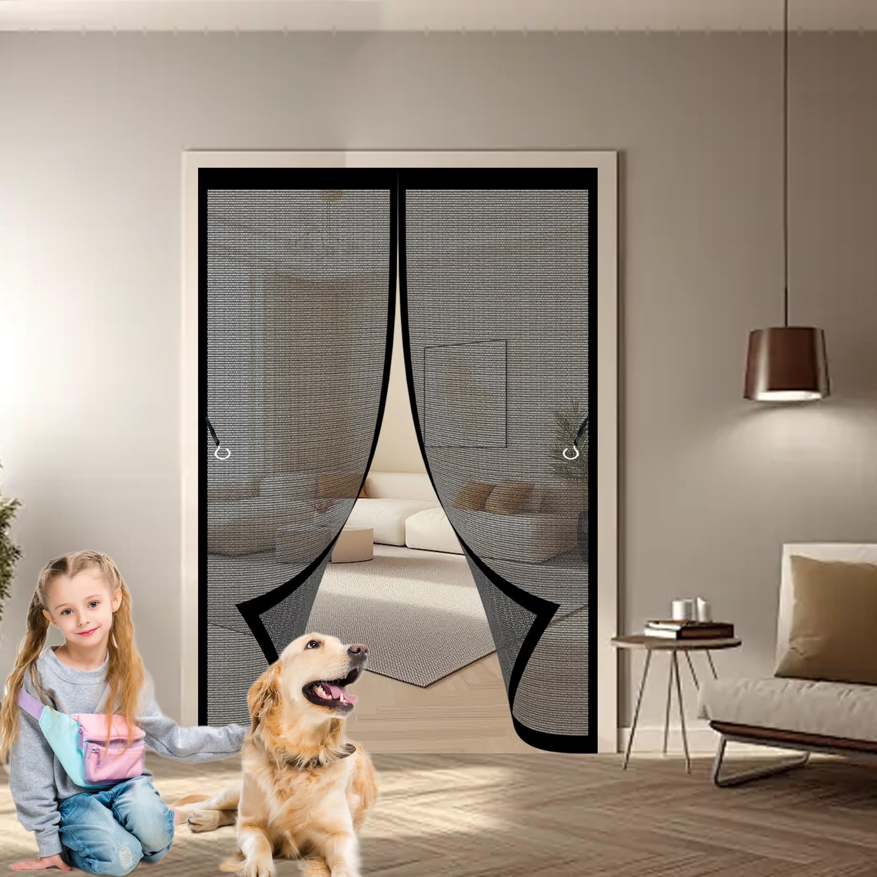 Moustiquaire magnétique 125x185 cm pour portes et fenêtres en noir