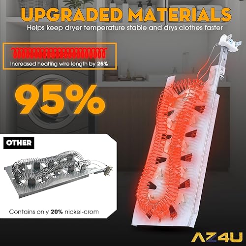 Miniatura 3 de AZ4U WP3387747 3387747 Elemento calefactor de secadora reemplaza WP3387749 3387749 3387748 W10832958 W10864898 W11344457 W11045584 y 279984 816