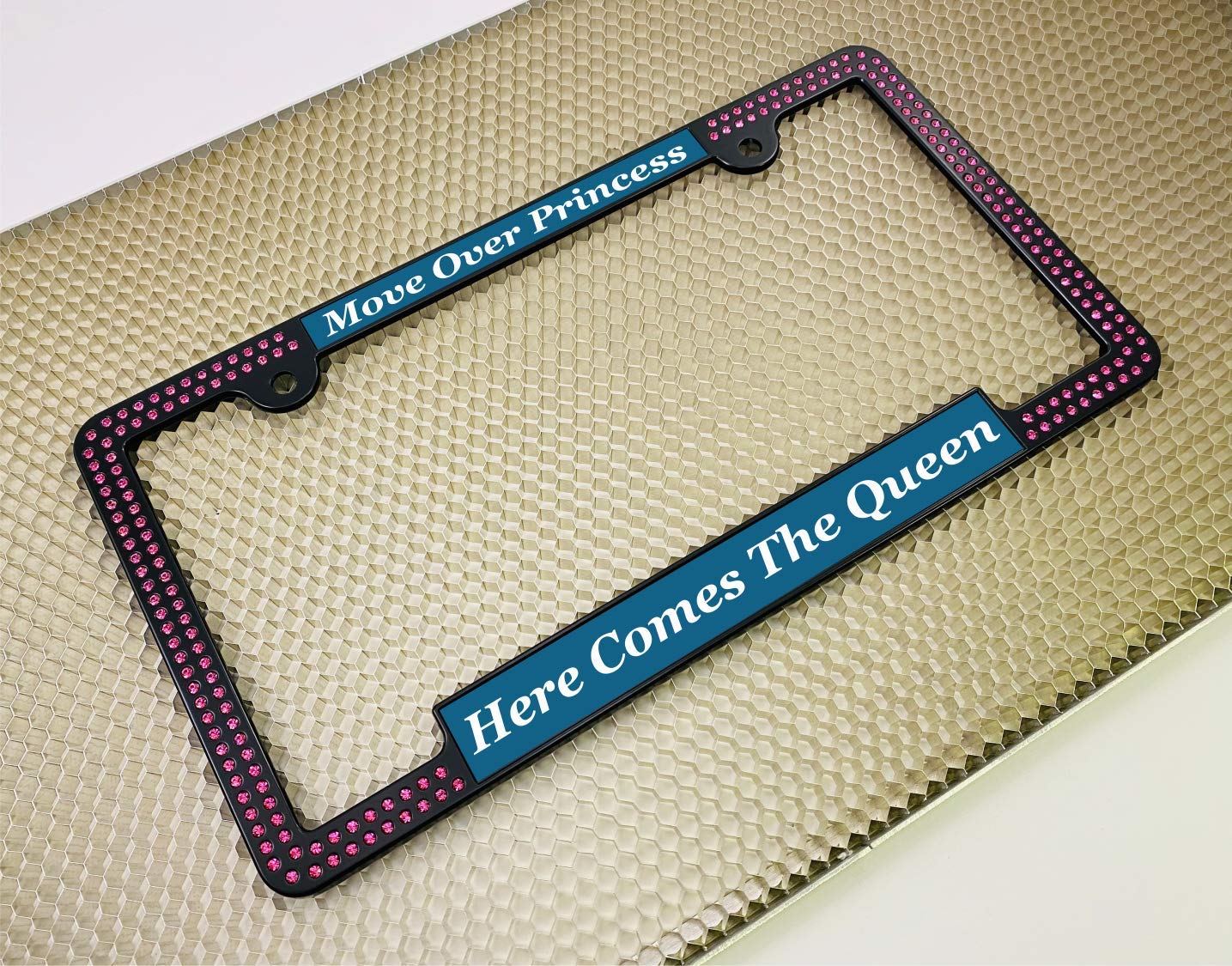 Crystals - Custom Personalized Black Metal Car License Plate Frame with Pink Cr - Picture 15 of 132