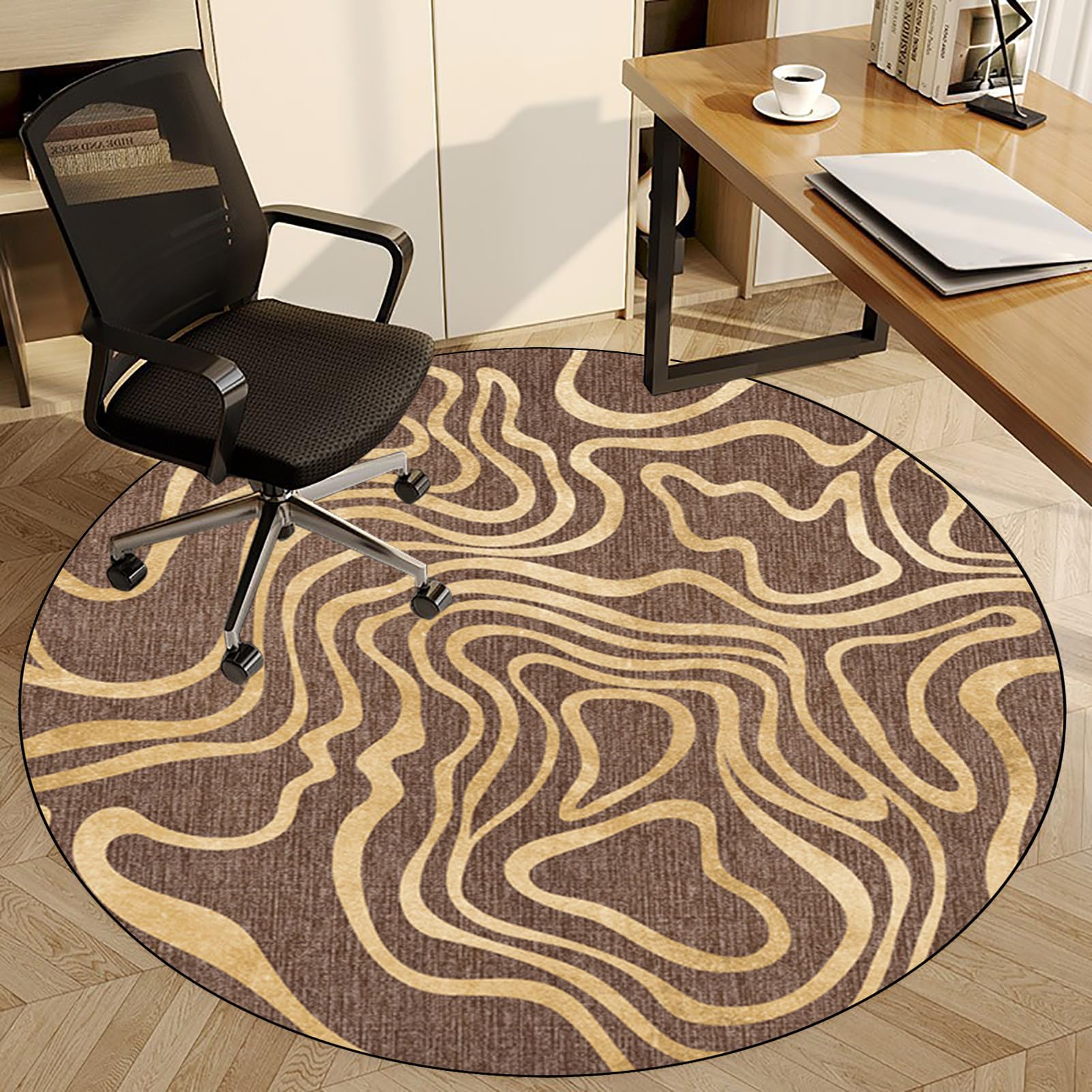 Fzamudng Office Chair Mat, Non-slip Carpet Protector Chair Mat, Round Gaming Chair Mat for Desks, Office and Home, Protects Floors for Low and No Pile Carpeted Floors 180 cm