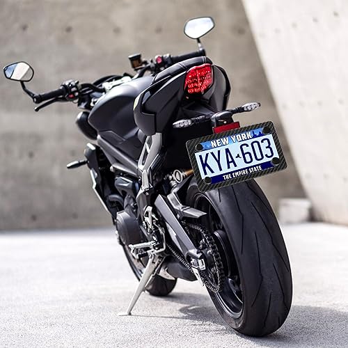 Miniatura 5 de Marco de matrícula de motocicleta de acero inoxidable, marco de placa de fibra de carbono personalizado como decoración de automóvil, soporte para