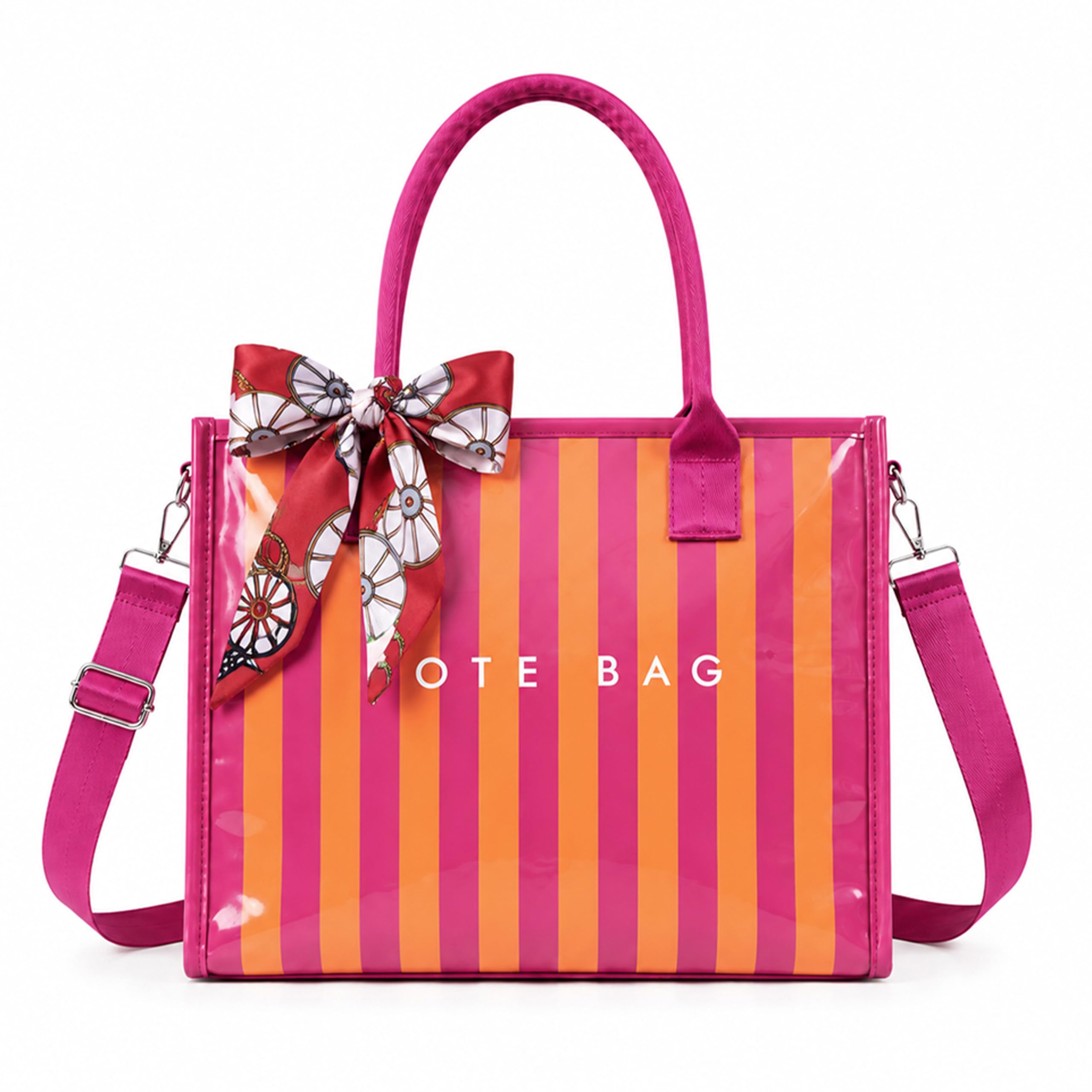 GISMTR Women's PVC Letter Print Tote Bag, Purse with Shoulder Strap