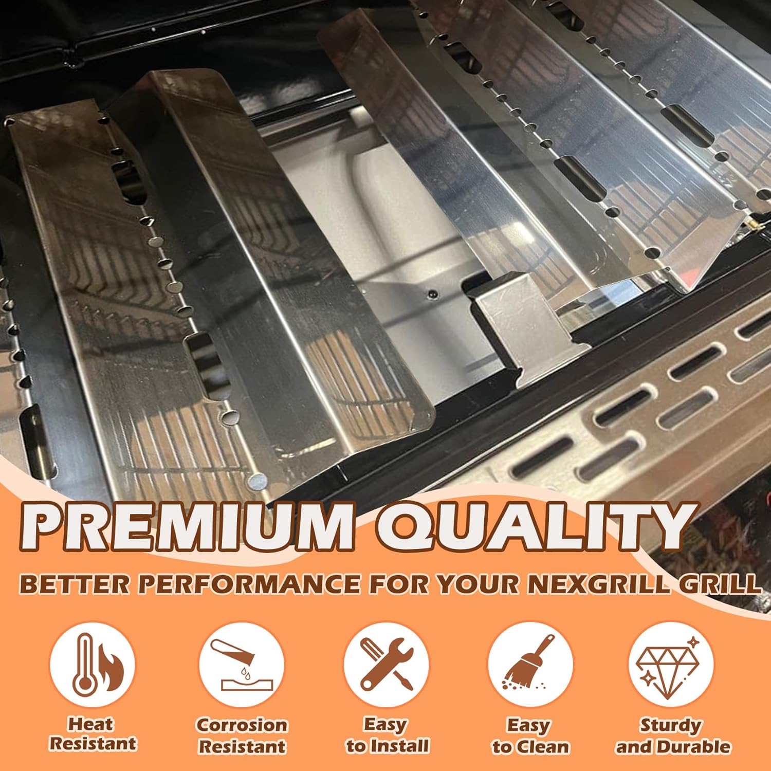 Grill Heat Plates for Nexgrill Neevo 720 Smart Grill Replacement Parts, Stainless Steel Heat Tent for Nexgrill 720-1054 Neevo 720 Propane Gas Digital Grill Burner Cover Parts, 2 Pack