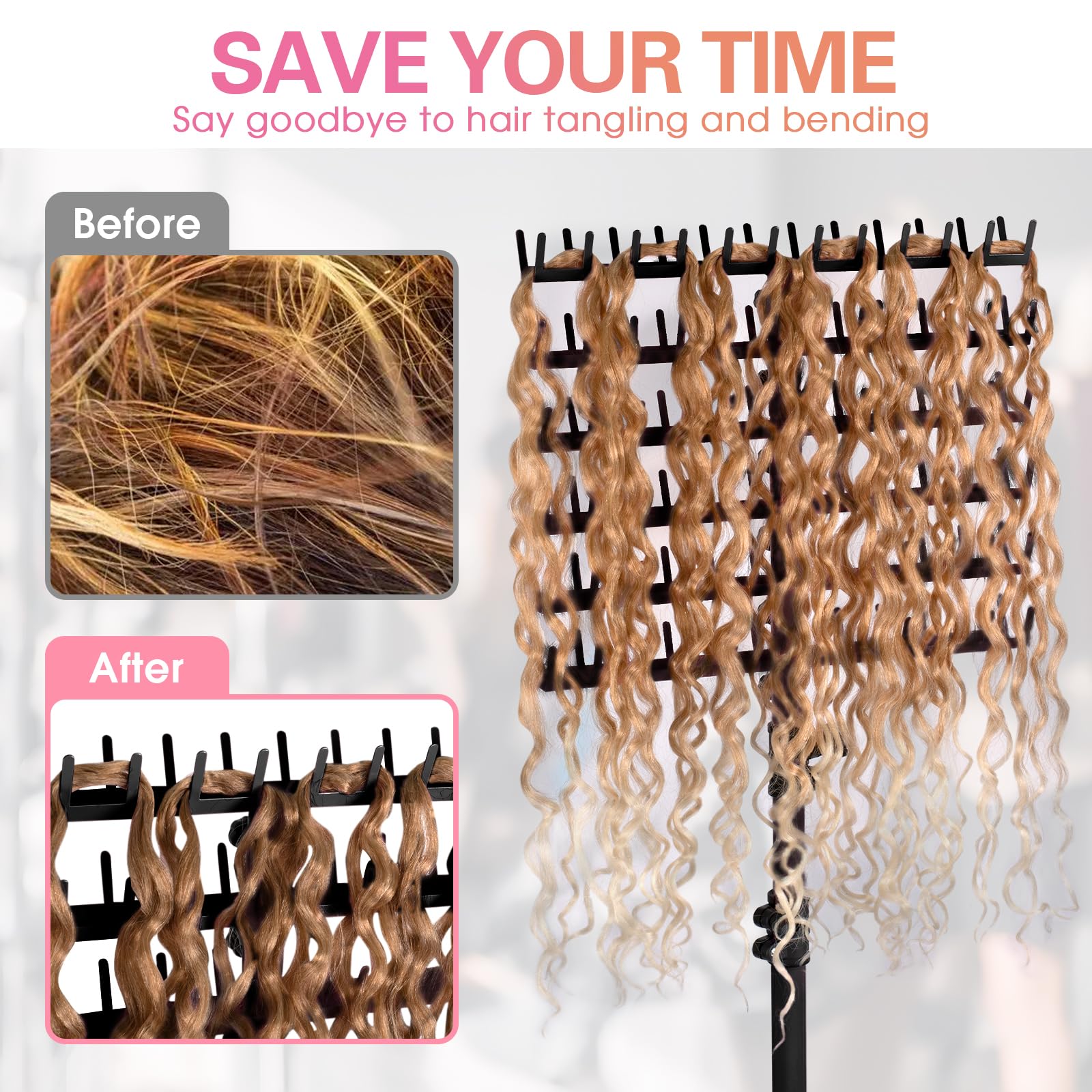 Snapklik.com : Klvied Braiding Hair Rack Standing 144 Pegs, Height ...
