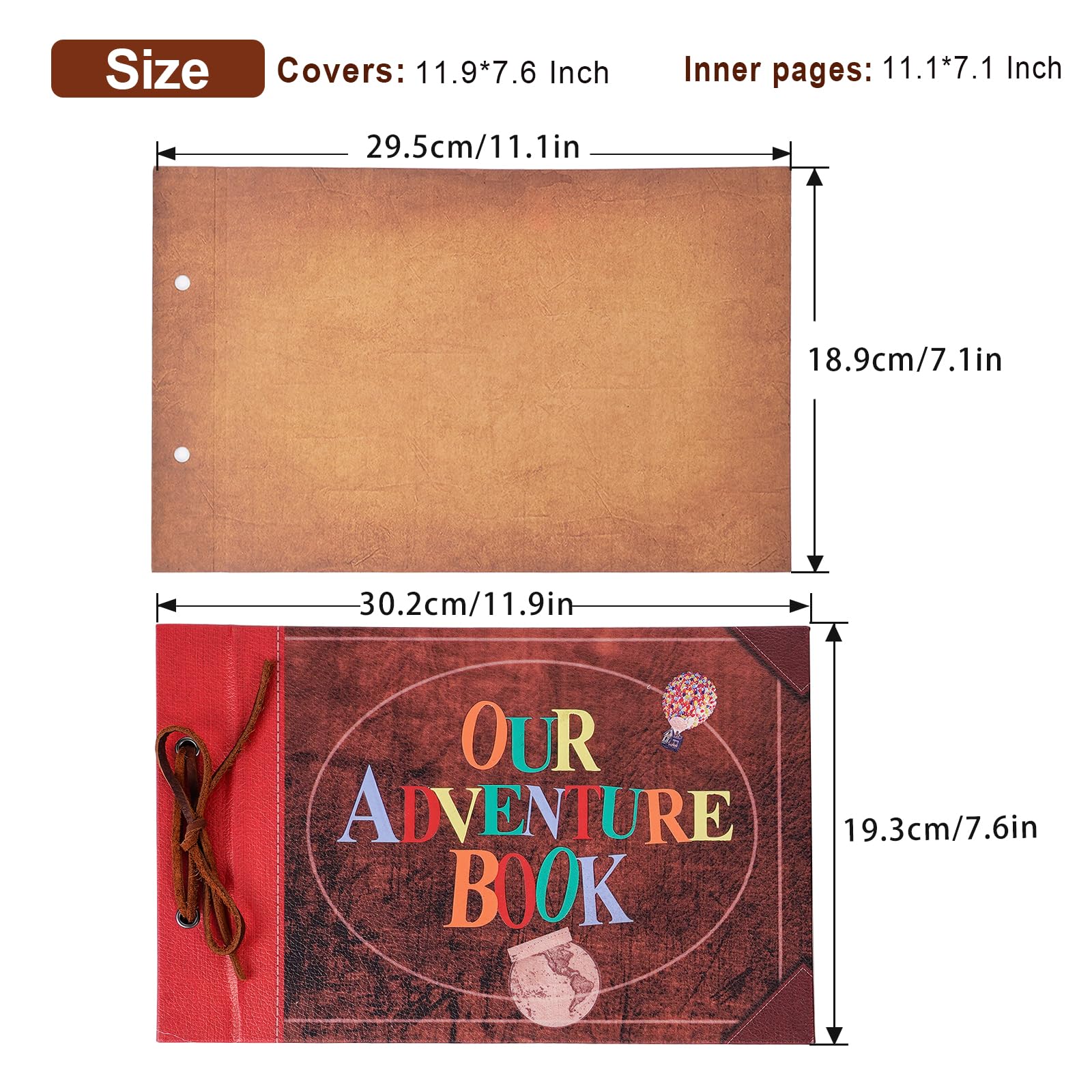 COMBIUBIU Our Adventure Book Album Scrapbook 80 Pagine,Copertina In Pelle 3d,Coulisse In Vera Pelle,Viene Fornito Con Una Scatola Di Accessori Per Scrapbook,Adventure Book Regalo Per Amici