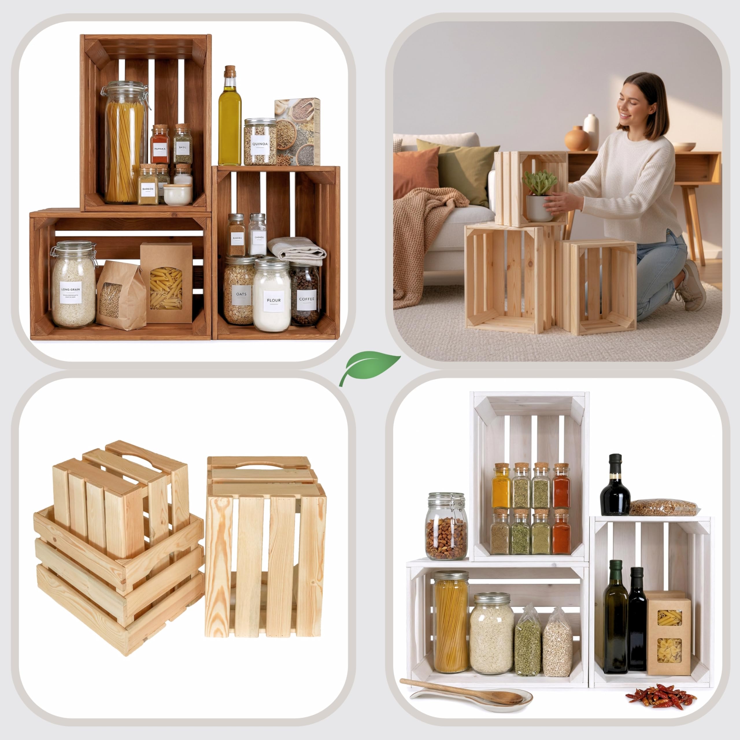 ITA Home & Garden Mira Series 3-pak drewnianych skrzynek w 3 rozmiarach, można układać w stos, gniazdować, ozdobne pudełka do przechowywania z miękkiego drewna z certyfikatem FSC - wykończenie dymne