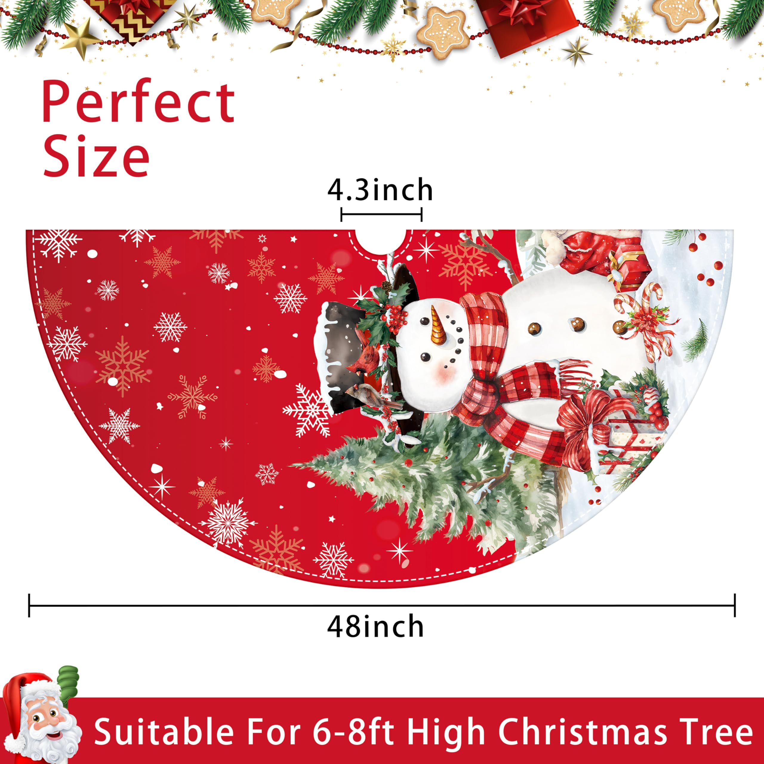 Jupe de sapin de Noël - 91,4 cm - Bonhomme de neige agitant le Père Noël - Jupe de sapin de Noël - Décoration de Noël ou d'intérieur ou d'extérieur - Fournitures