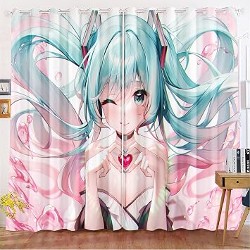 KIDSLOVE Anime Blackout Curtains, Anime Girls' Opaque Curtains, Cartoon Manga Japanese Blackout Curtain for Bedroom, Children's Room 1.100 x 140 cm W x H / 50 x 140 cm x 2
