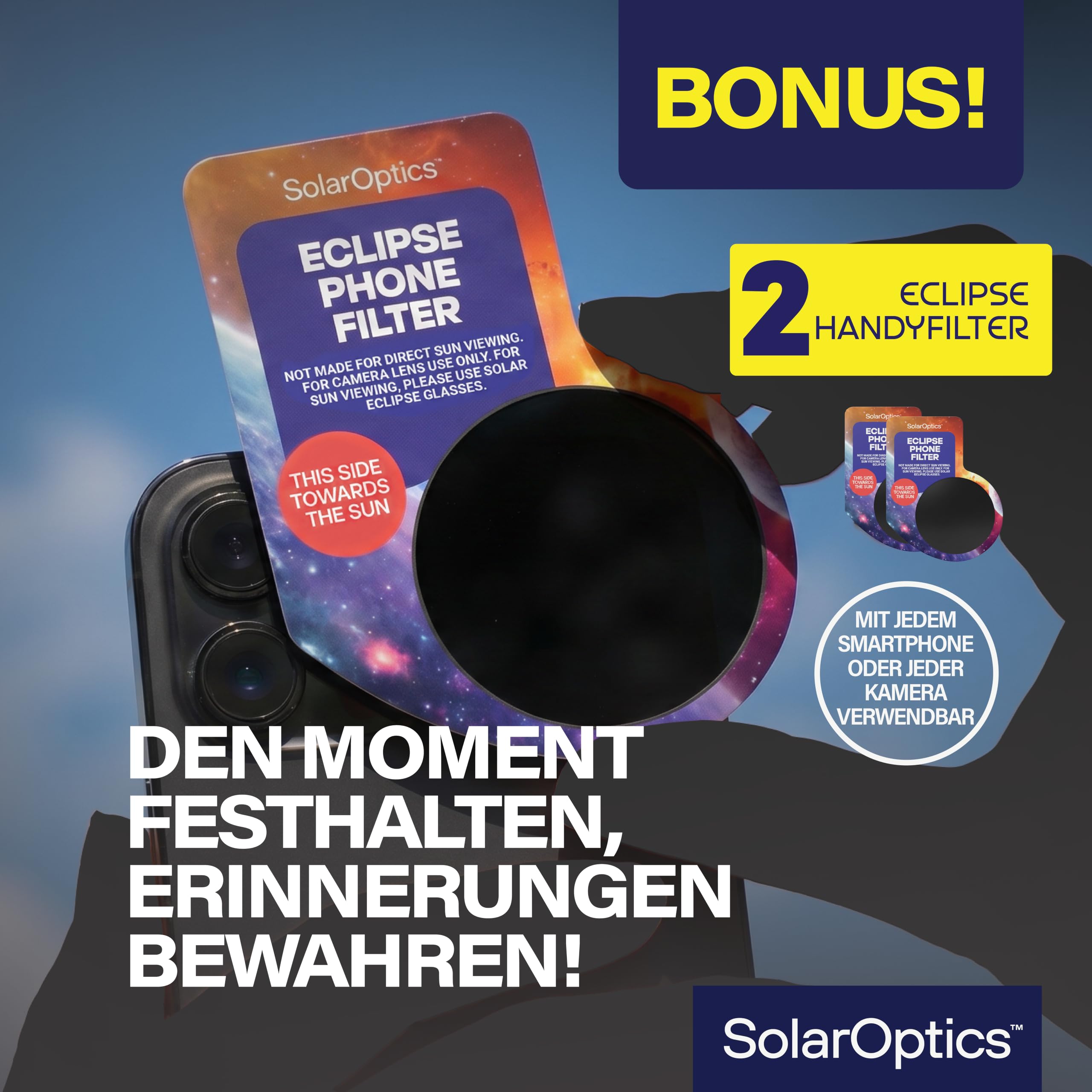 Sonnenfinsternisbrille 5er-Pack mit Handy-Filter – ISO 12312-2 & CE-zertifiziert, Sichere Sonnenbeobachtung + 2 Smartphone Filter Set, Sonnenfinsternis 2026