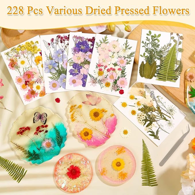 124 Piezas Flores Secas Prensadas Reales para Manualidades de Resina miniatura 7