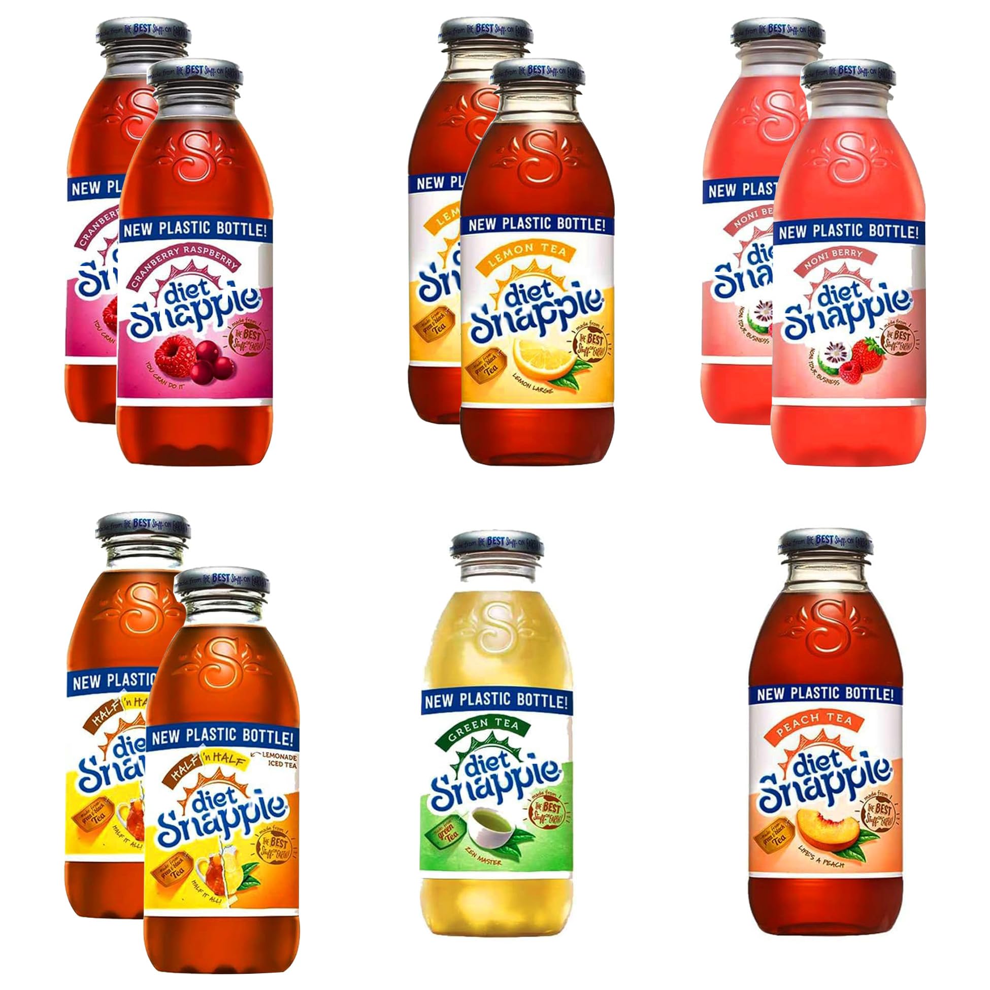 BeeQ Diet juice Drink Variety Pack | 16 fl oz Plastic Bottle, Pack Of 10 | Peach Tea, Noni Berry, Lemon Tea, and Cranberry Raspberry Flavored