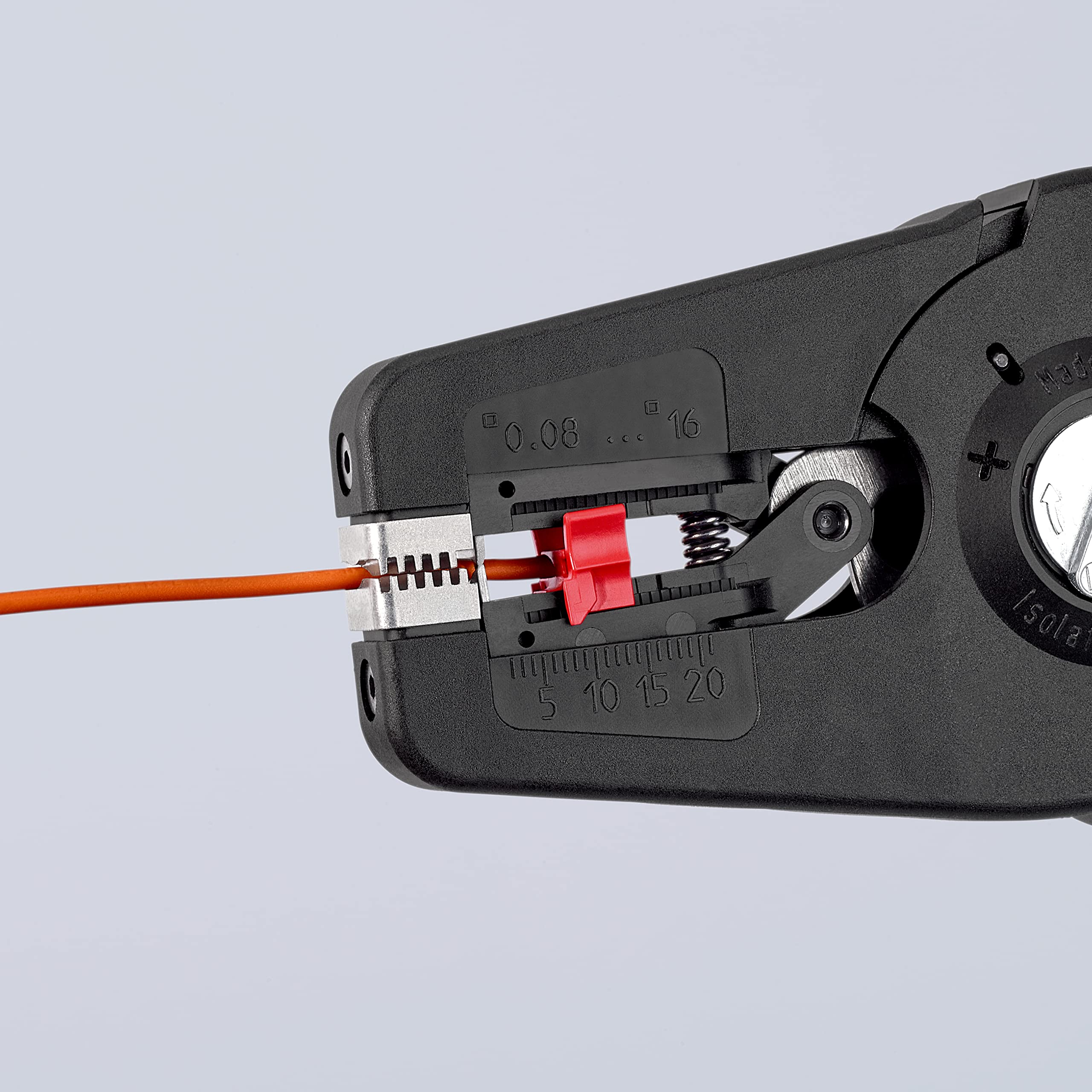 KNIPEX PreciStrip16 Automatische Abisolierzange, in Blister, 0,08-16 mm², Feinjustierung, einstellbarer Längenanschlag, 12 52 195 SB