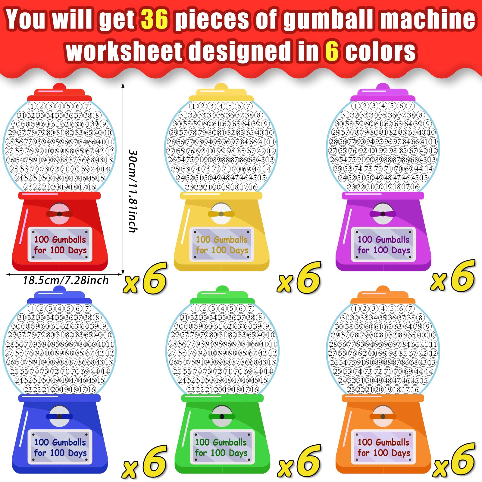 Snapklik.com : 36 Pcs School Craft Kit, 100 Gumballs Coloring Paper ...