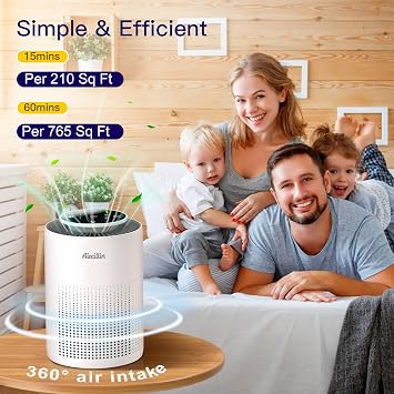 2 Pack Air Purifiers for Home Bedroom H13 True HEPA Air Filter Cleaner, Odor Eliminator, Remove Smoke Dust Pollen Pet Dander, Night Light For Home Living Room Dorm, Quiet 24dB Filtration System