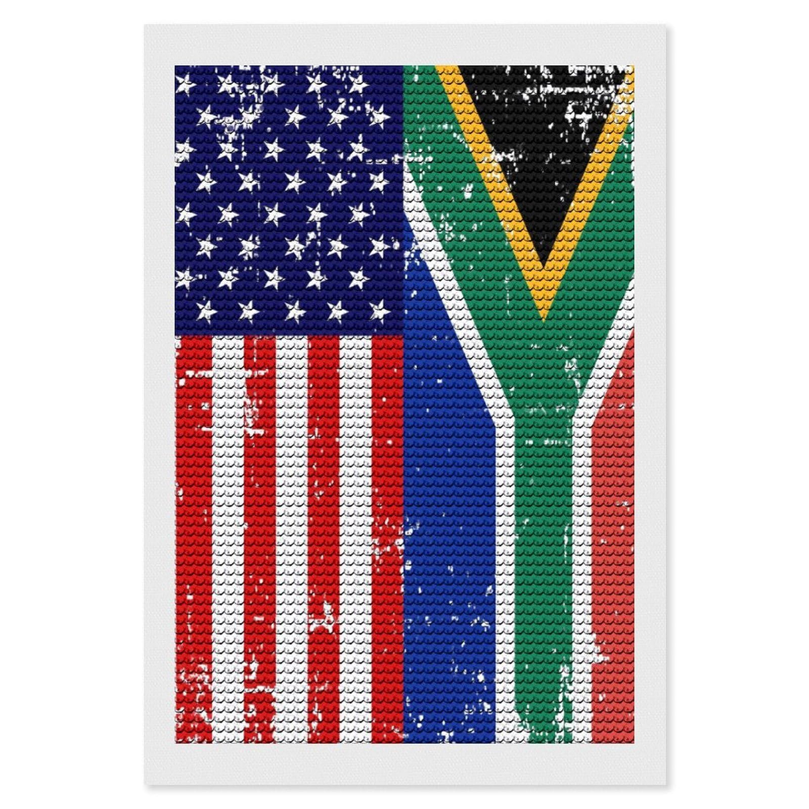 Nclqvjxzkhw Style Am-Ericans South African Flag Diamond Art Painting For Adult Round Diamonds Pictures Arts Crafts Home Wall Decor 8"X12"