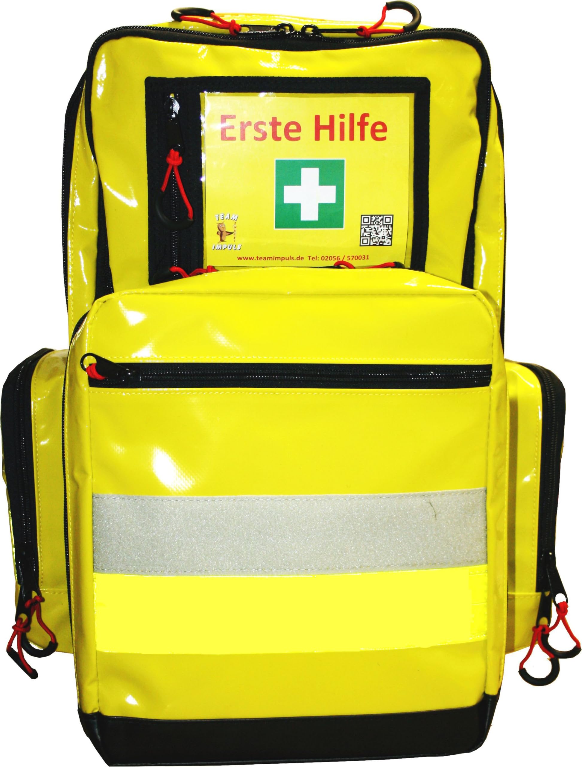 Notfallrucksack Medicus/PRO - LEER - gelb aus Plane mit gelben Reflexstreifen