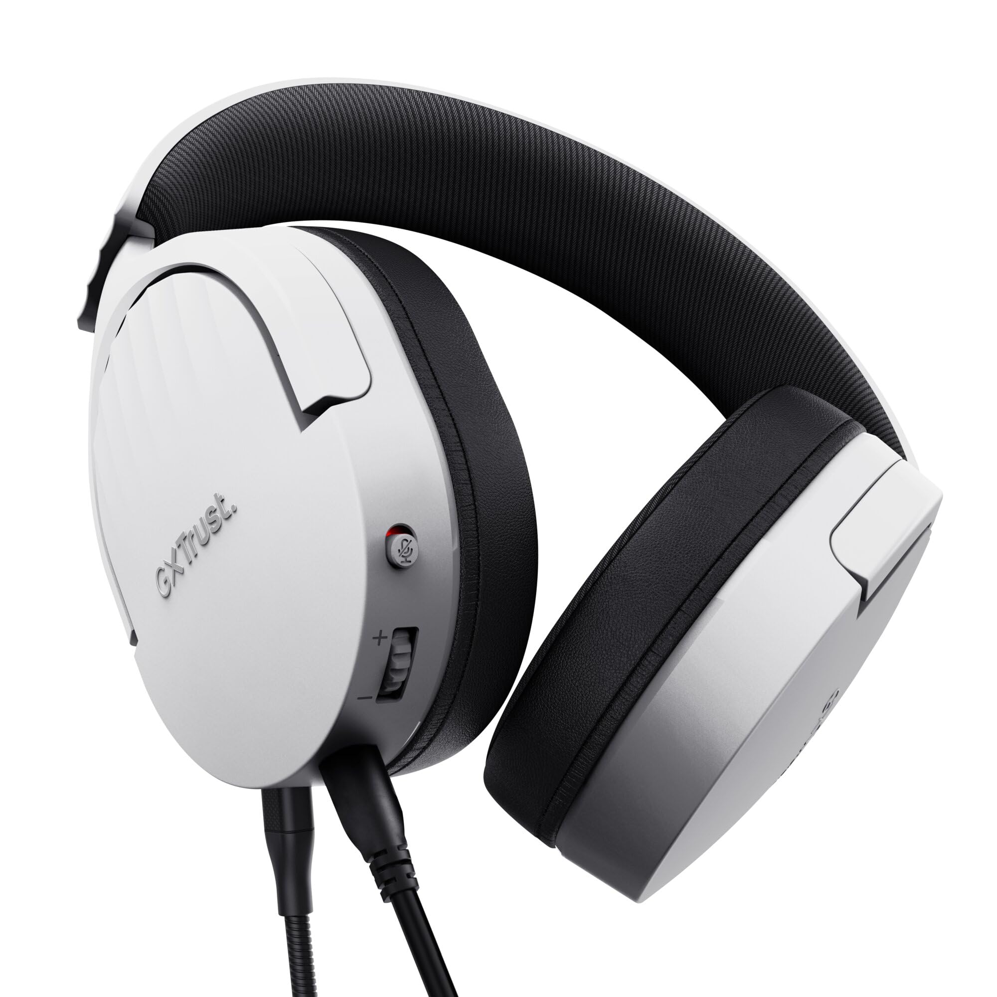 Trust Gaming GXT 489W Fayzo Cascos Gaming para PC, PS5, PS4, Xbox Series X|S, Switch, Mobile, 3.5 mm, 35% Plástico Reciclado, Auriculares Over-Ear Micrófono con Cancelación de Ruido - Blanco