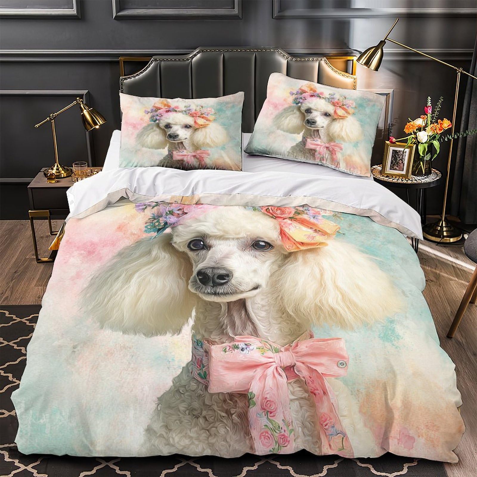 Housse de couette caniche super douce pour lit double