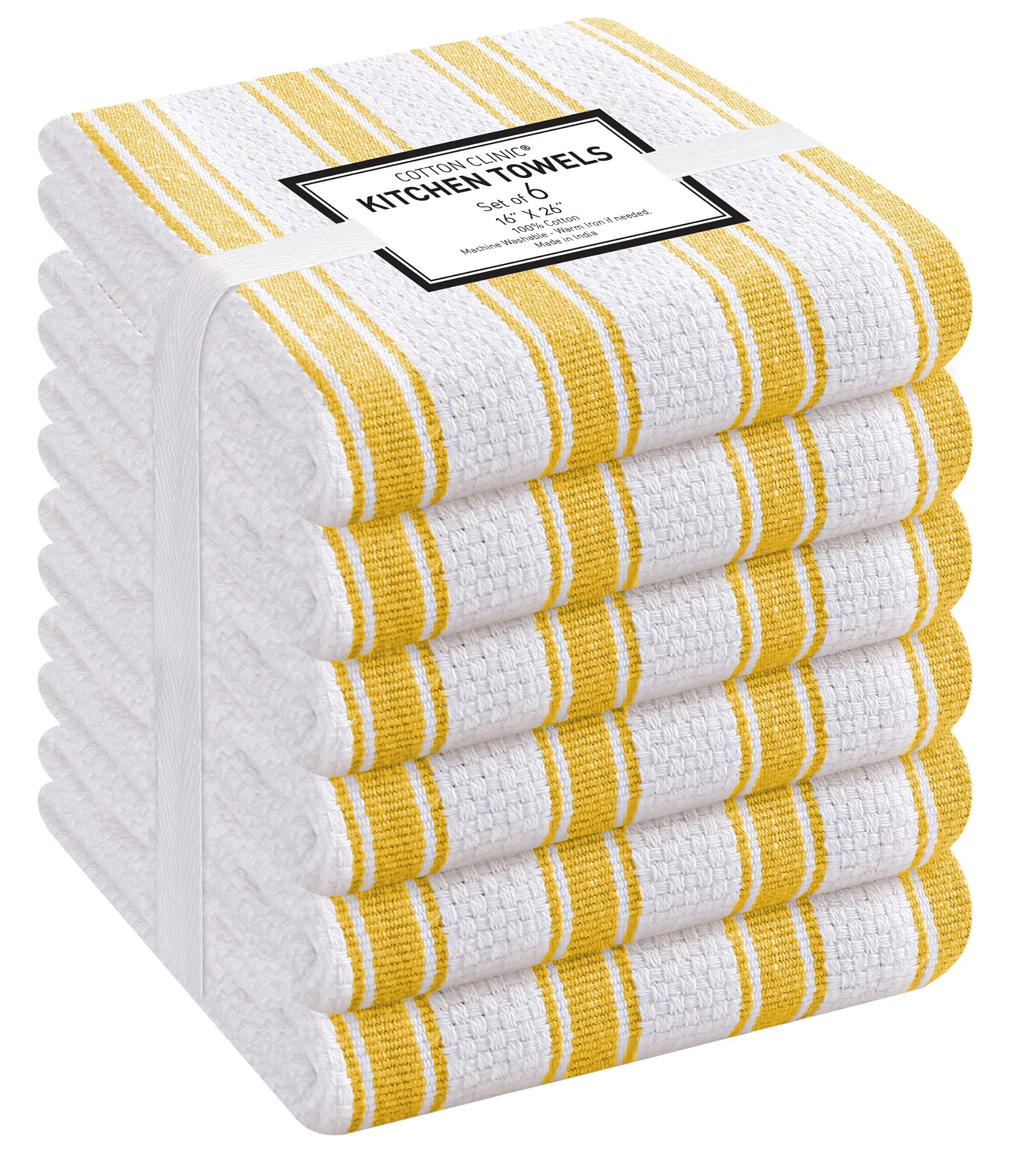 Lot De 5 Torchons Anciens En Coton à Rayures - Beige - Neufs Sans étiquettes
