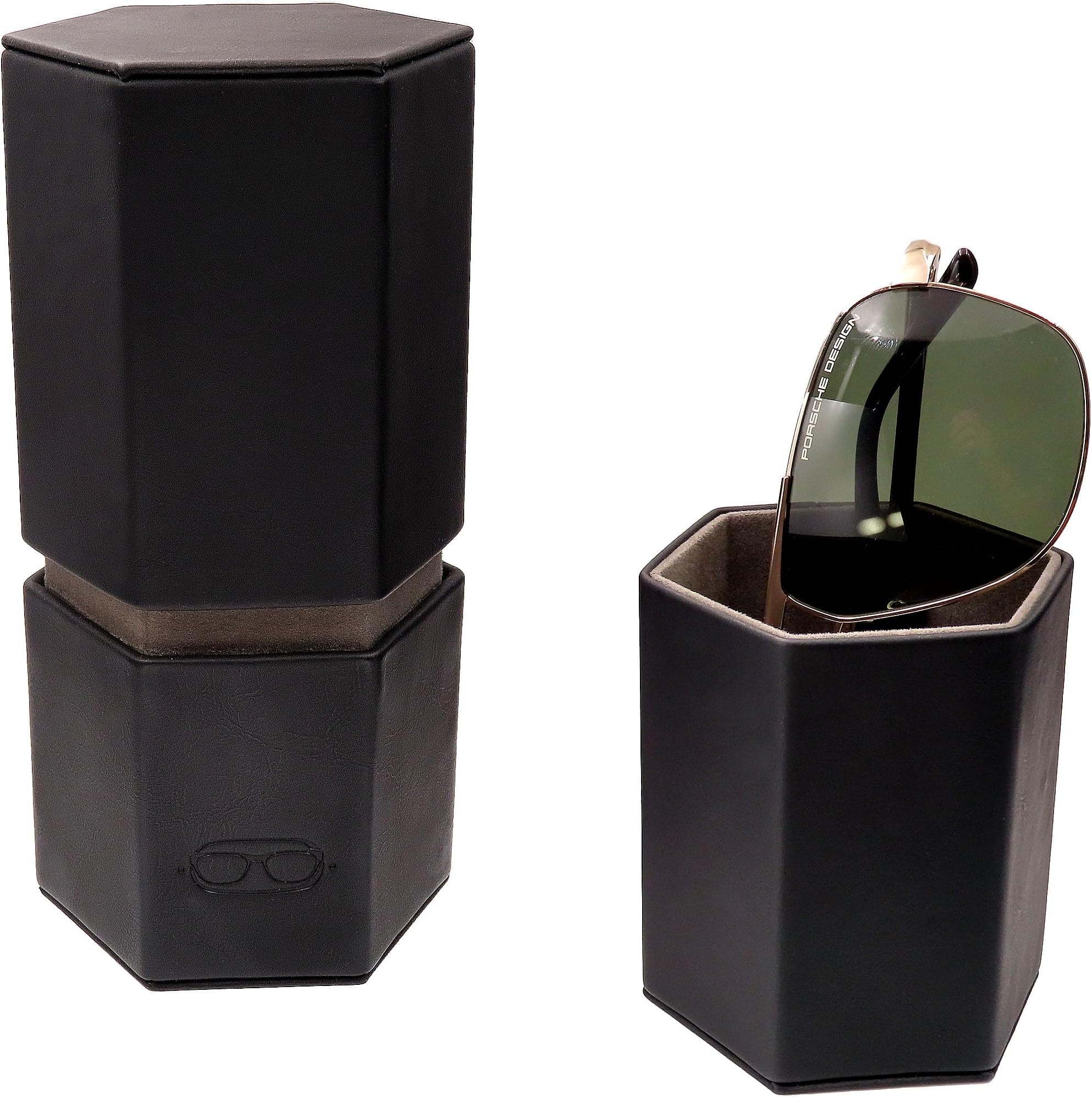 XL LARGE Sunglasses Case that become 2 desk office holders - Oversized Eyeglass Case w/Pouch & Cloth - Glasses Case