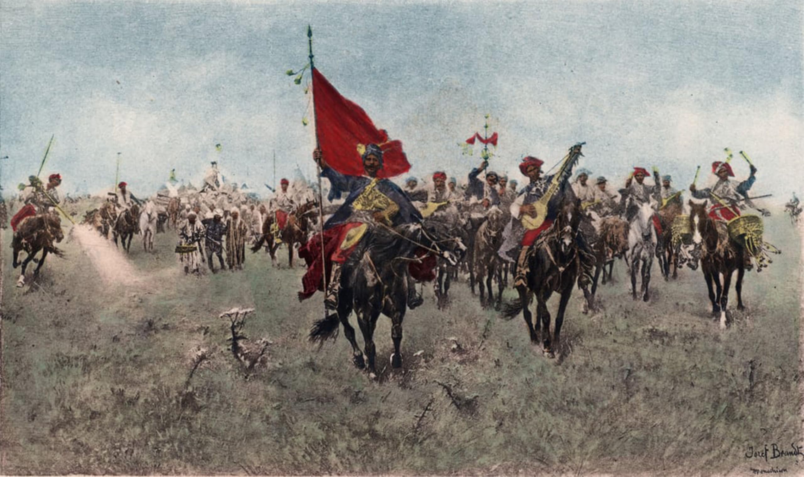 Serendipitp No Frame Vintage Wall Art Canvas Nordic Poster Canvas Print Picture Kurdish Cavalry On The March By Jozef Brandt Wall Art Poster For Home Decor 60X90cm