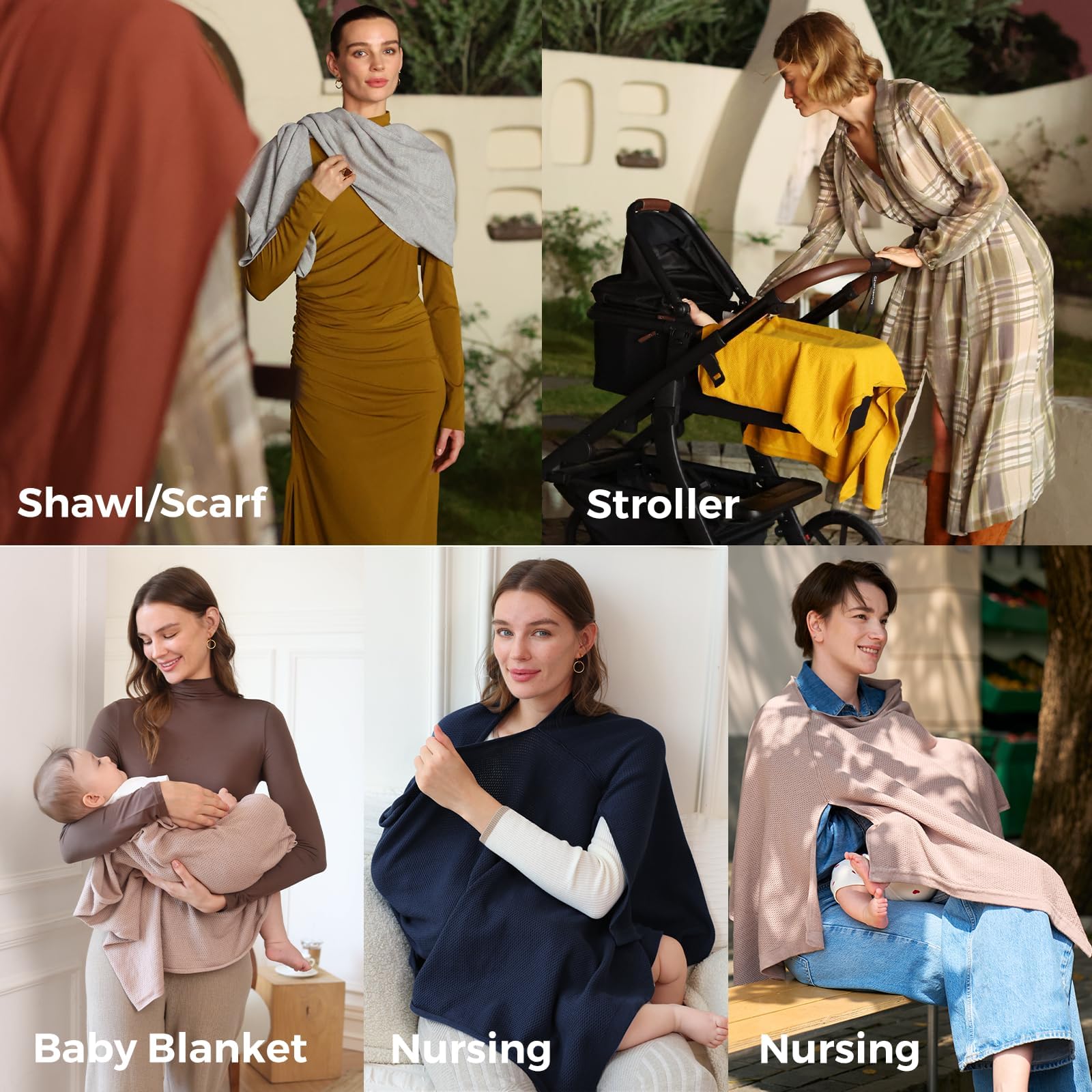 Momcozy Panno per allattamento al seno, morbido poncho per una maggiore privacy, sciarpa da allattamento versatile, asciugamano da allattamento portatile per donne, con sacchetto per la biancheria