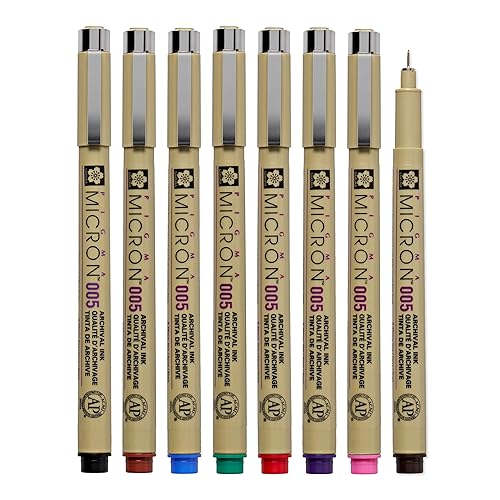 Sakura Pigma Micron 005 8 Color Set Water Based Pigment for Illustration - Holiday Gifts for Artists, Crafters & DIY Gifts Projects
