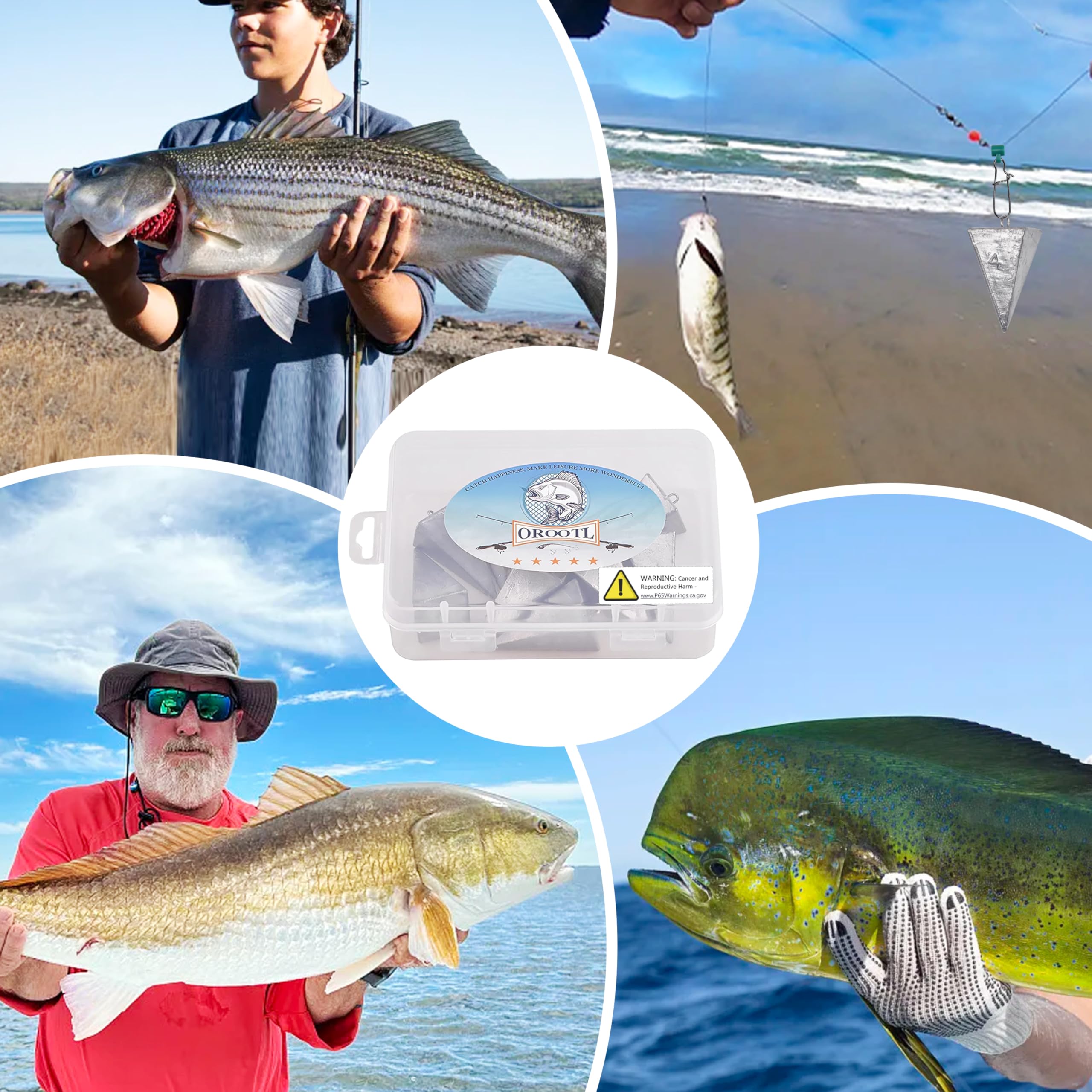 Kit di pesi da pesca a piramide, piombini da pesca in acqua salata, peso da 28,3 g a 226,8 g, piombini da pesca per pesce gatto, acqua salata, surf, attrezzatura da pesca