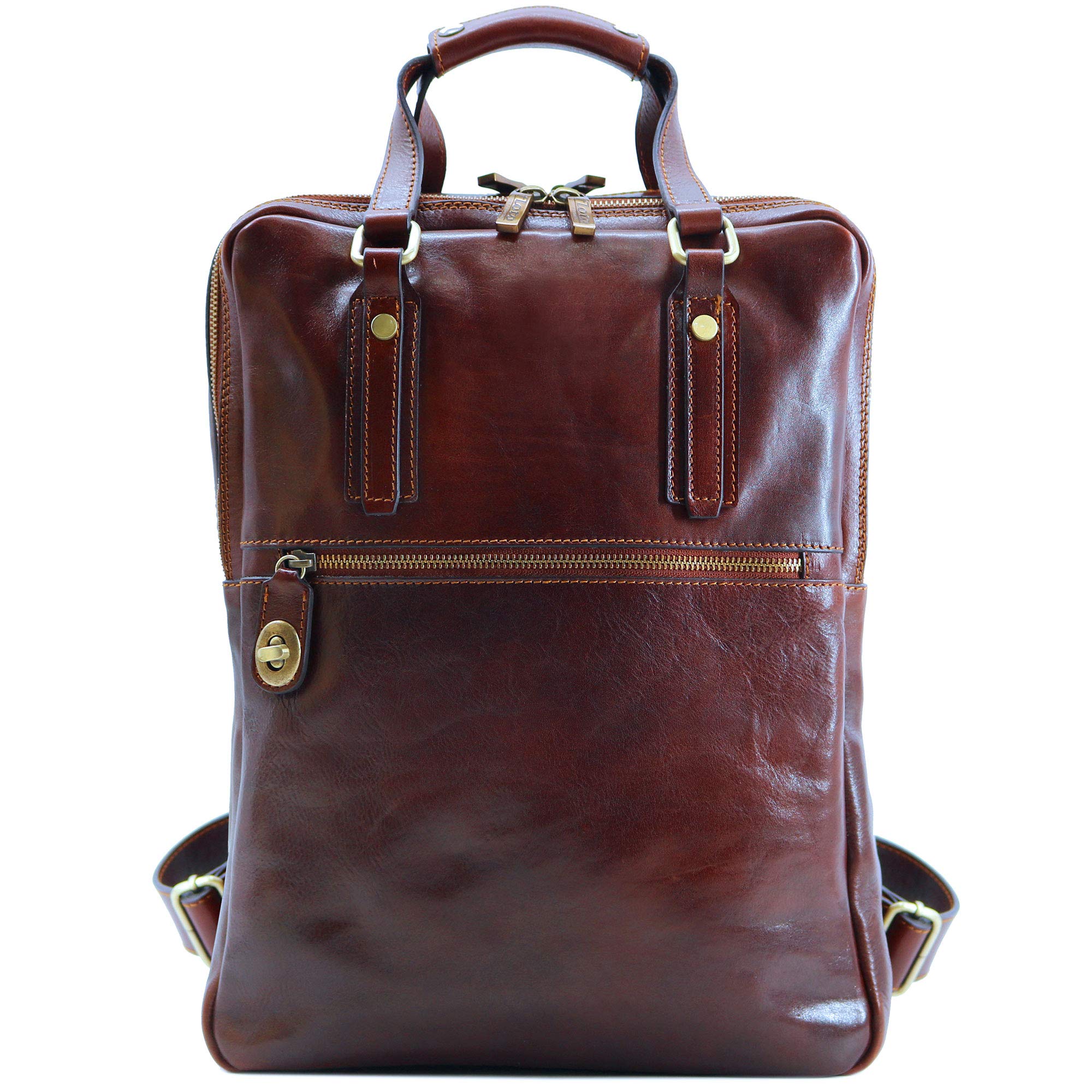 Floto Firenze Top Handle Leather Backpack With Laptop Storage