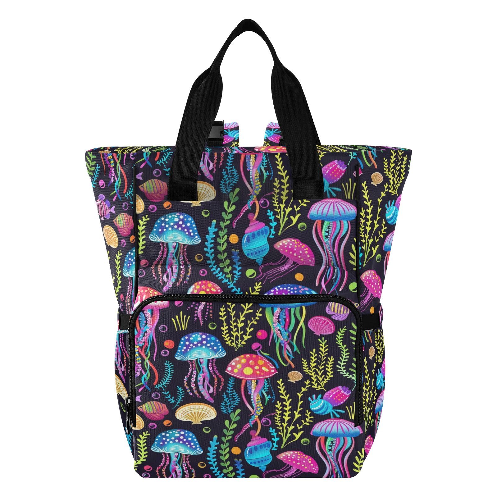 Mnsruu Coloful Meduse Sea Baby Borsa per pannolini zaino grande borsa impermeabile da viaggio borse per pannolini per mamme e papà