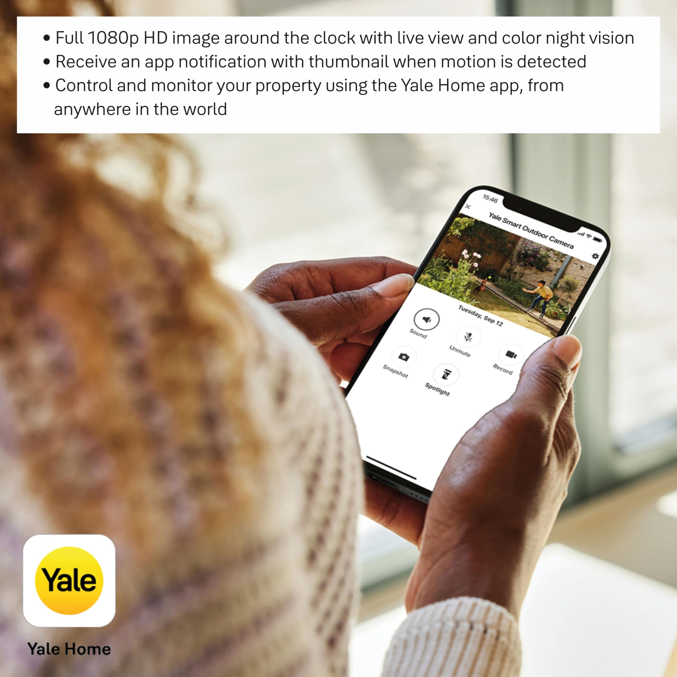 Yale - Smart Outdoor WiFi Camera | Full HD Live View & Two-Way Audio | Motion Recordings | Cloud Recording | Customisable Zones & Scheduling | Night Vision | Spotlight Home app 3