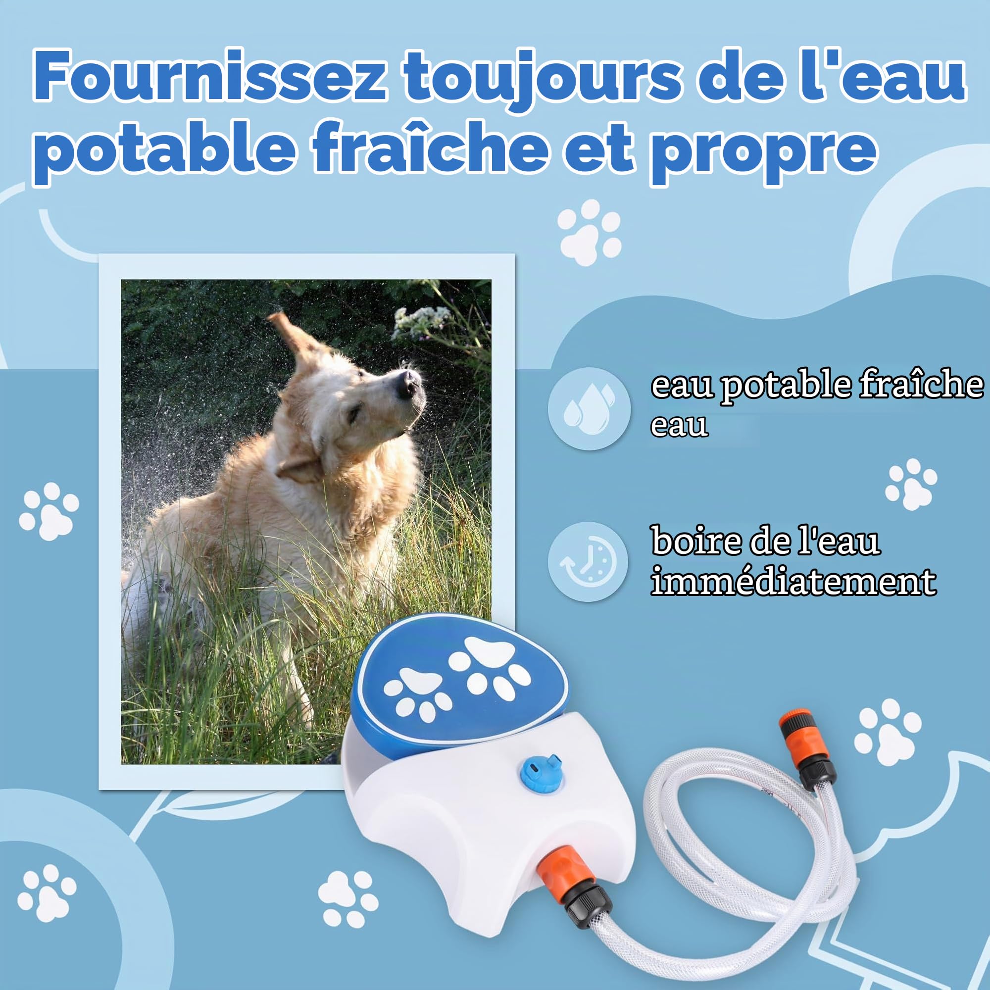 Gugxiom Fontaine Jet Eau Chien, Jeu d'eau pour Chien | Système de Distribution d'eau pour Les Pattes pour de l'eau fraîche