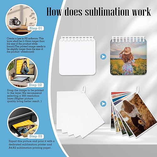 Miniatura 2 de Paquete de 4 libros en blanco de sublimación, álbum de fotos personalizado de prensa de calor, libro de recortes, 5 páginas, impresión a doble cara,